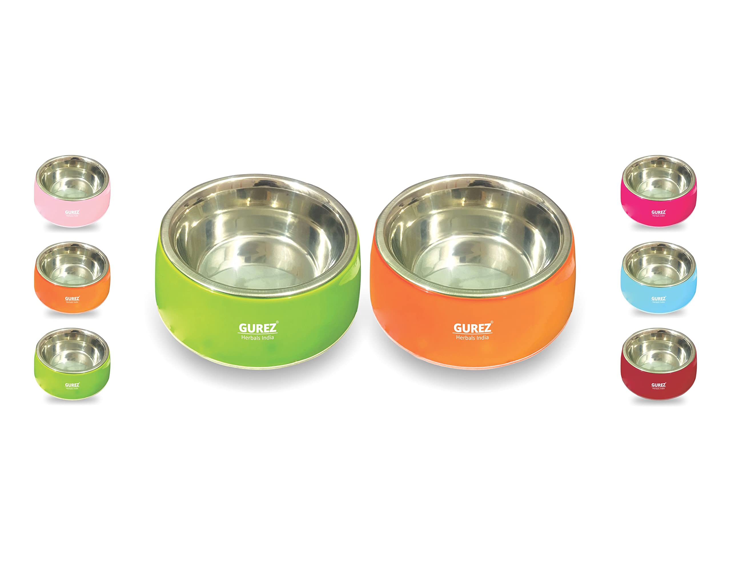 Gurez Pet Bowl For Dogs & Cats Melamine With Removeable Stainless Steel Anti Skid Pet Feeding Bowl (Set Of 2, 1500Ml)