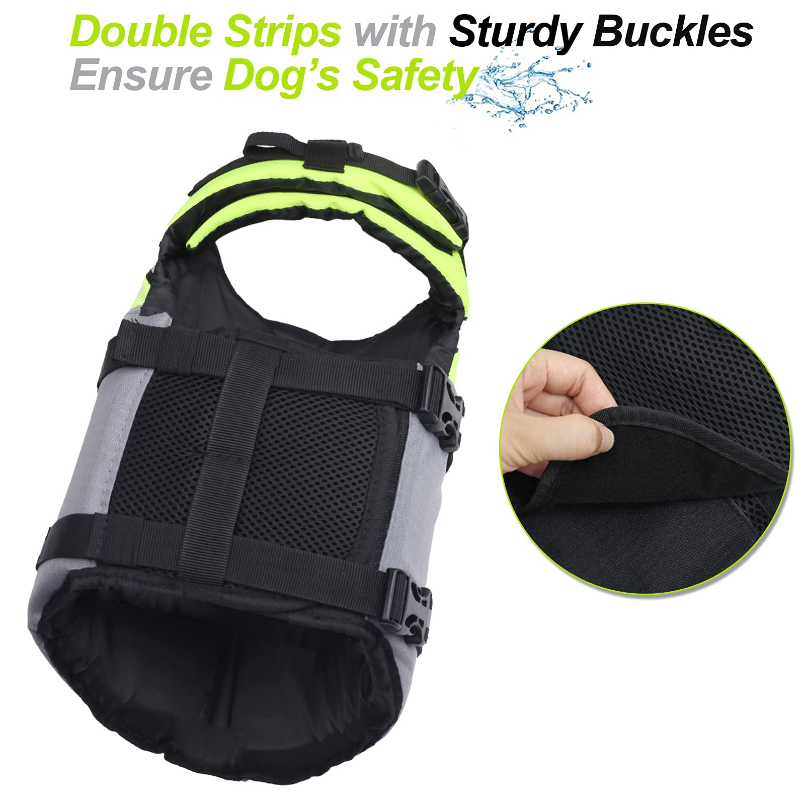 Vivaglory Sports Style Dog Life Jacket With Adjustable & Durable, Extra Flotation Swim Life Vest With Secure Fastening System Fo