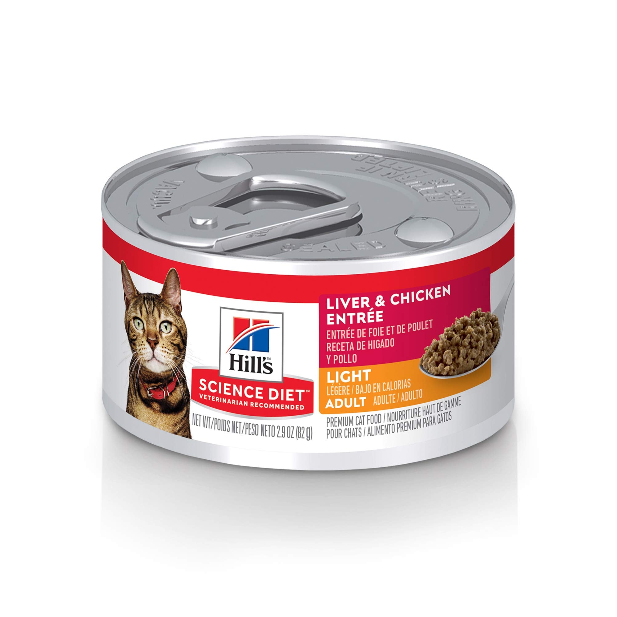 Hills Science Diet Light, Adult 1-6, Weight Management Support, Wet Cat Food, Liver & Chicken Minced, 2.9 oz Can, Case of 24