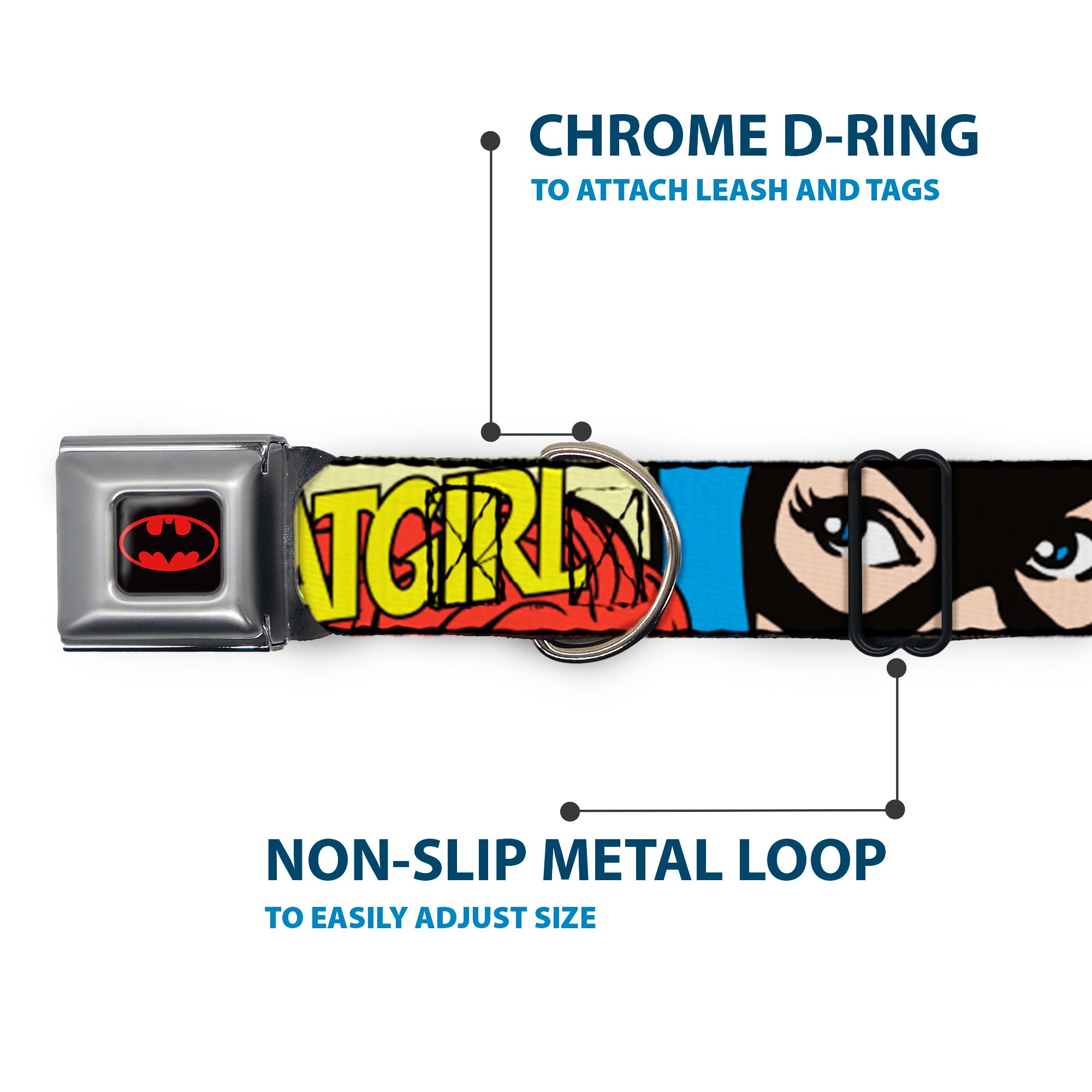 Buckle-Down Seatbelt Buckle Dog Collar - Batgirl In Action W/Face Close-Up - 1' Wide - Fits 11-17' Neck - Medium