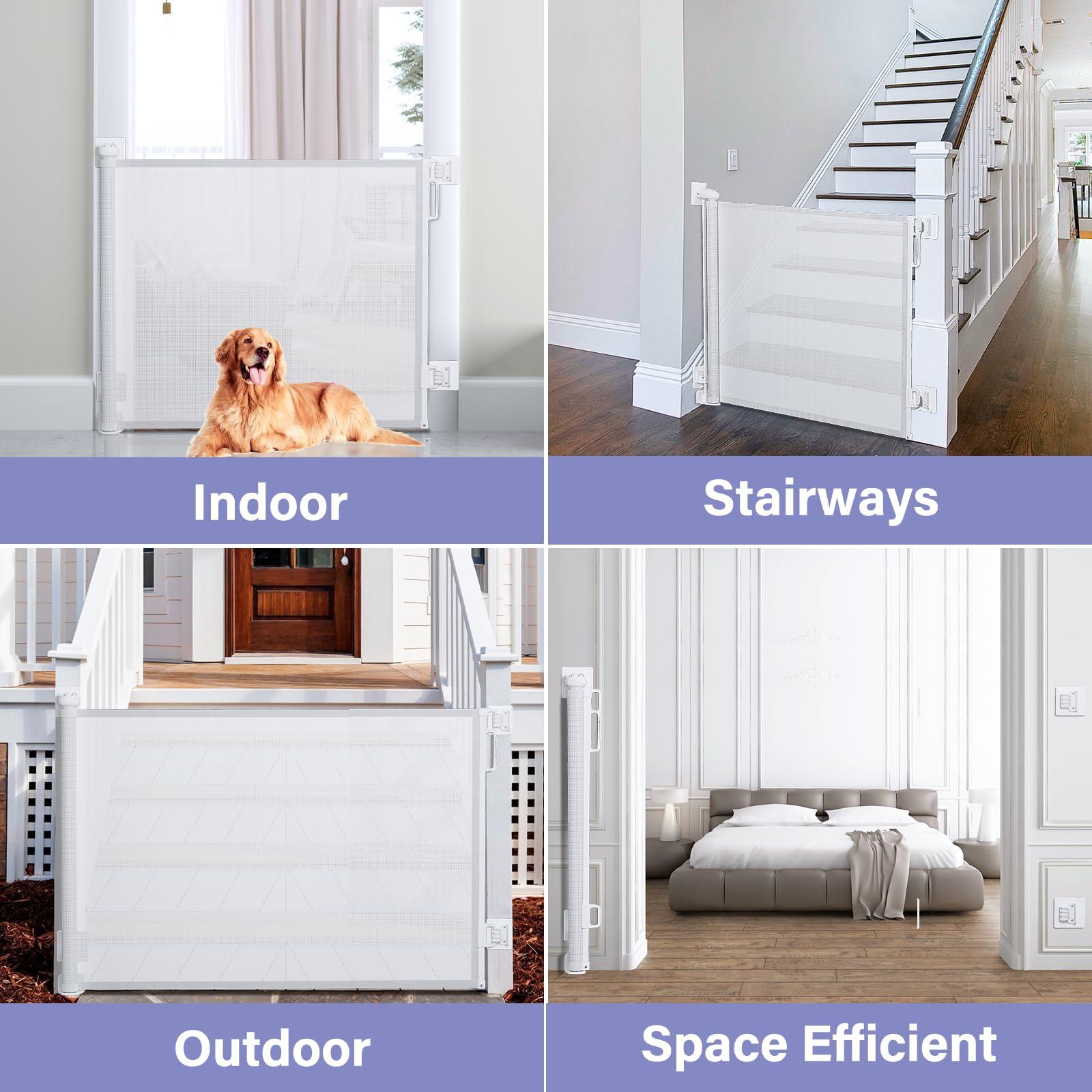 Retractable Baby Gates No Drilling, PRObebi Retractable Dog Gate for The House Extends to 54 Wide 33 Tall, Gates for Baby Indoor