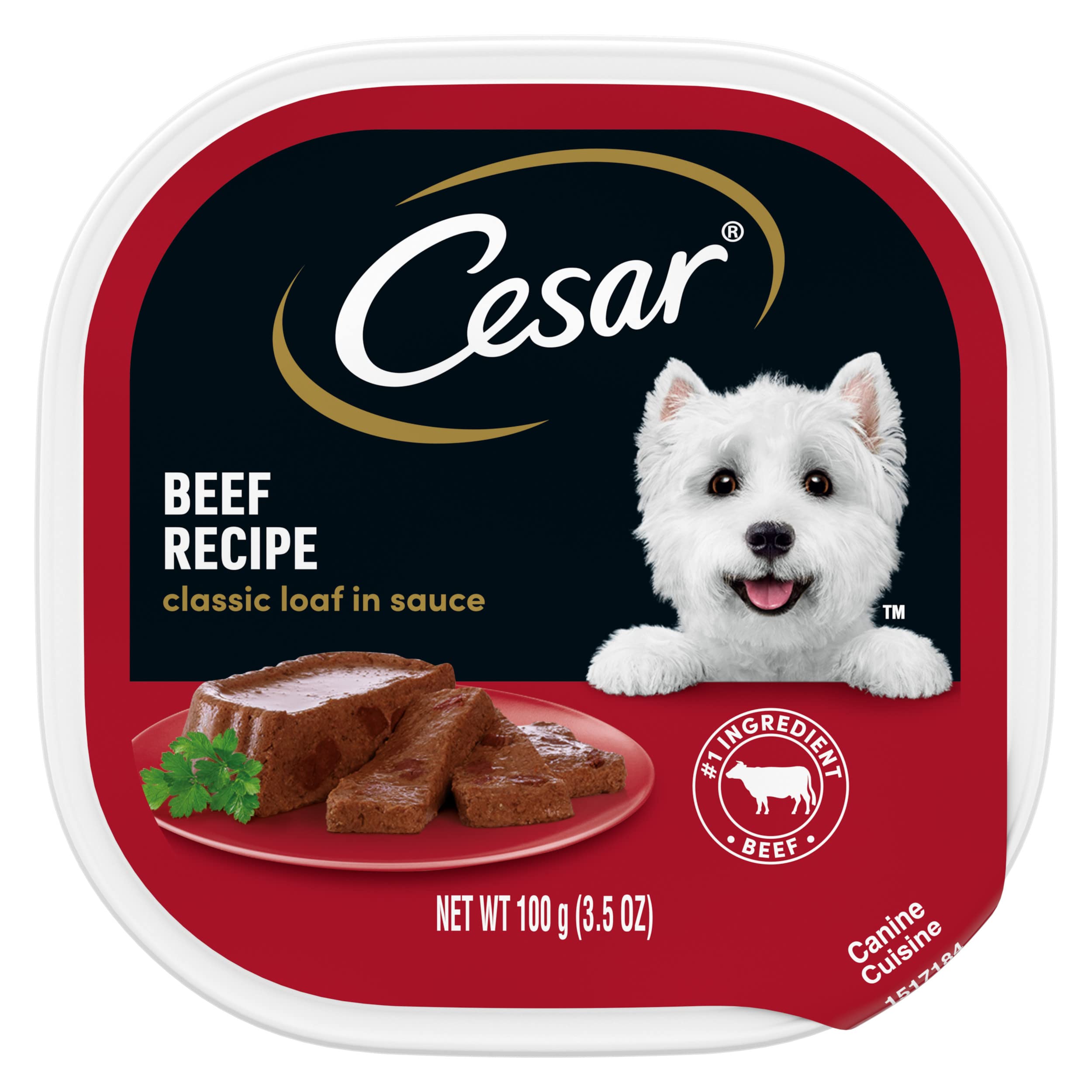Cesar Wet Dog Food Loaf in Sauce Beef Recipe, 3.5 oz. Easy Peel Trays (24 Count, Pack of 1)