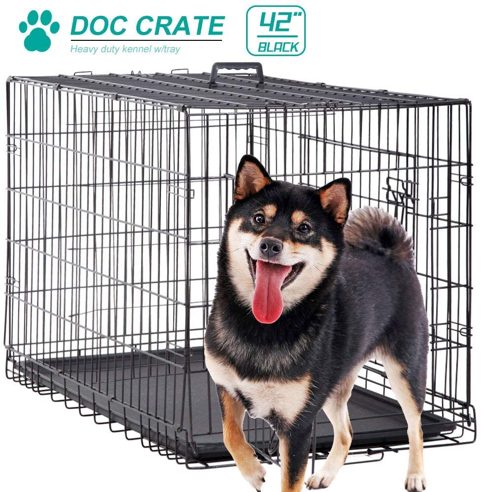 42 inch Dog Crates for Large Dogs XL Dog Cage Folding Dog Kennels and Metal Wire Crates Pet Animal Segregation Cage Crate with D