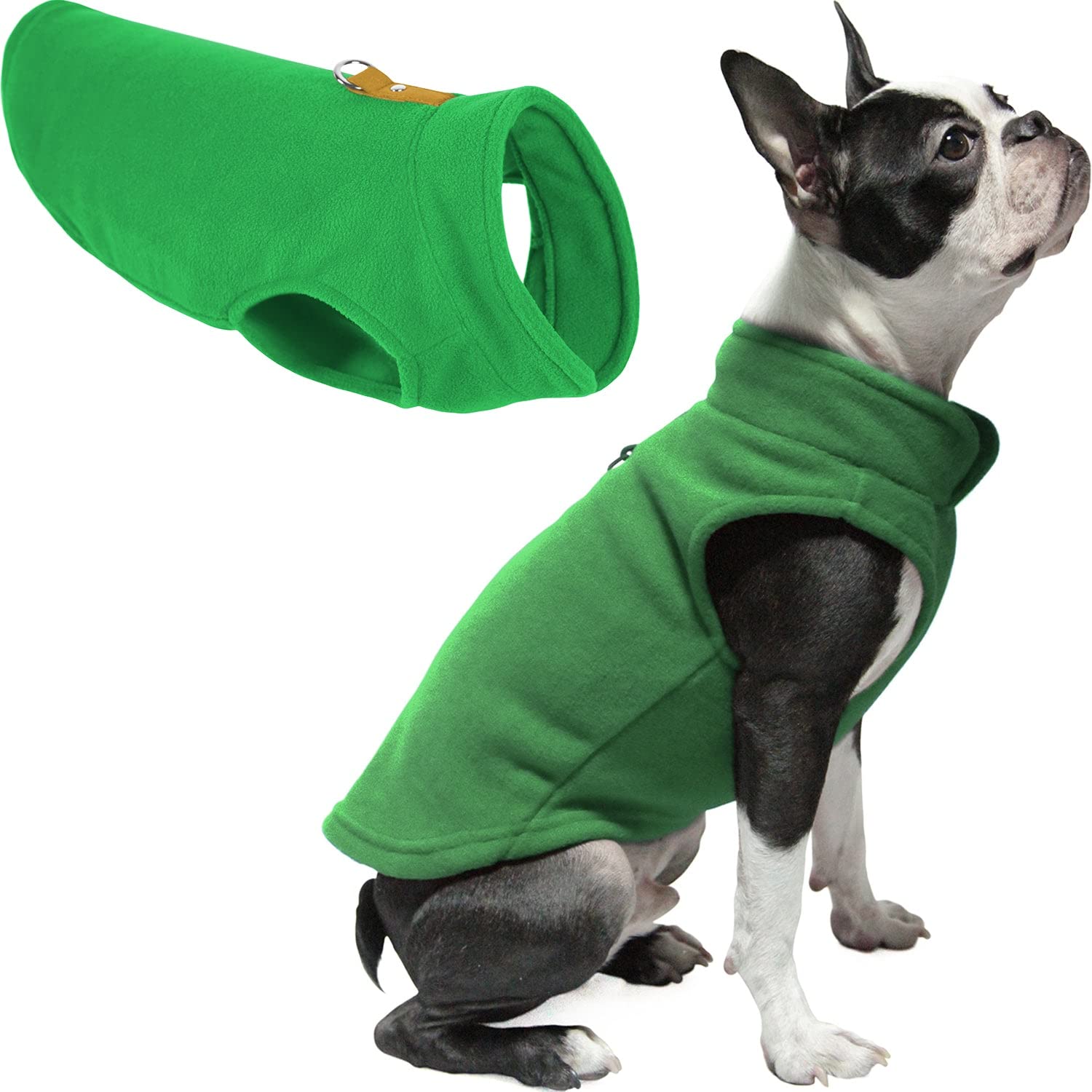 Gooby - Fleece Vest, Small Dog Pullover Fleece Jacket with Leash Ring, Green, X-Large