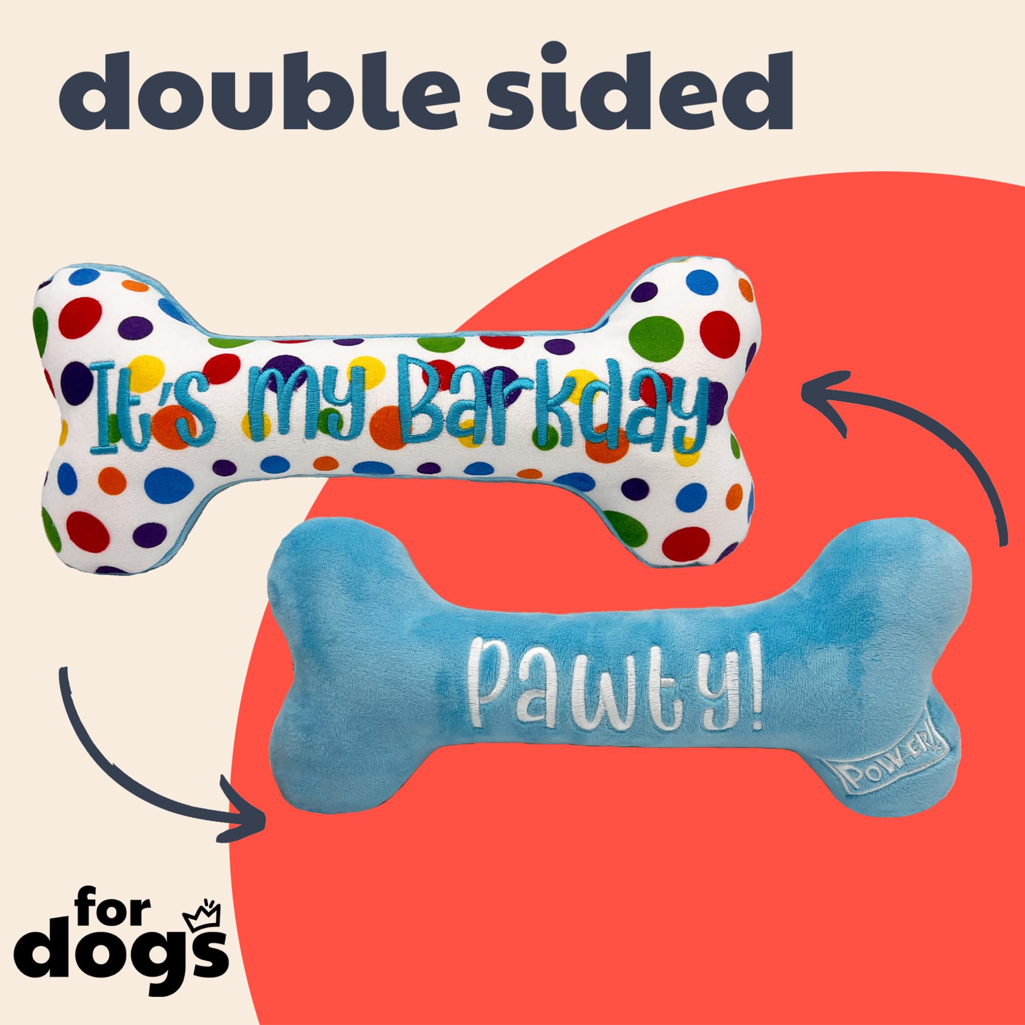 Huxley & Kent For Dogs - It'S My Barkday Bone (Small) - Birthday Funny Dog Toy - Power Plush Dog Toy With Squeaker - Fun, Durabl