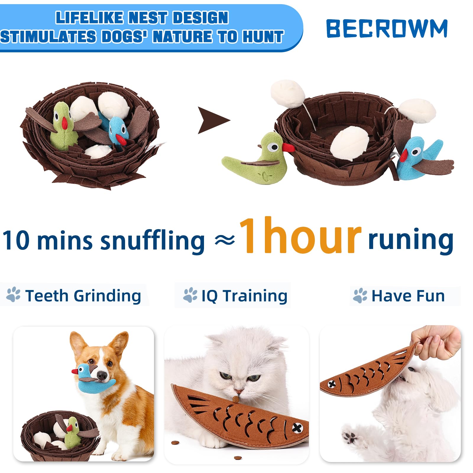 Becrowm Plush Large Dog Toy With Squeaker And Crinkle Paper, Interactive Puppy Chew And Teeth Cleaning Toy, Pet Toys For Small,
