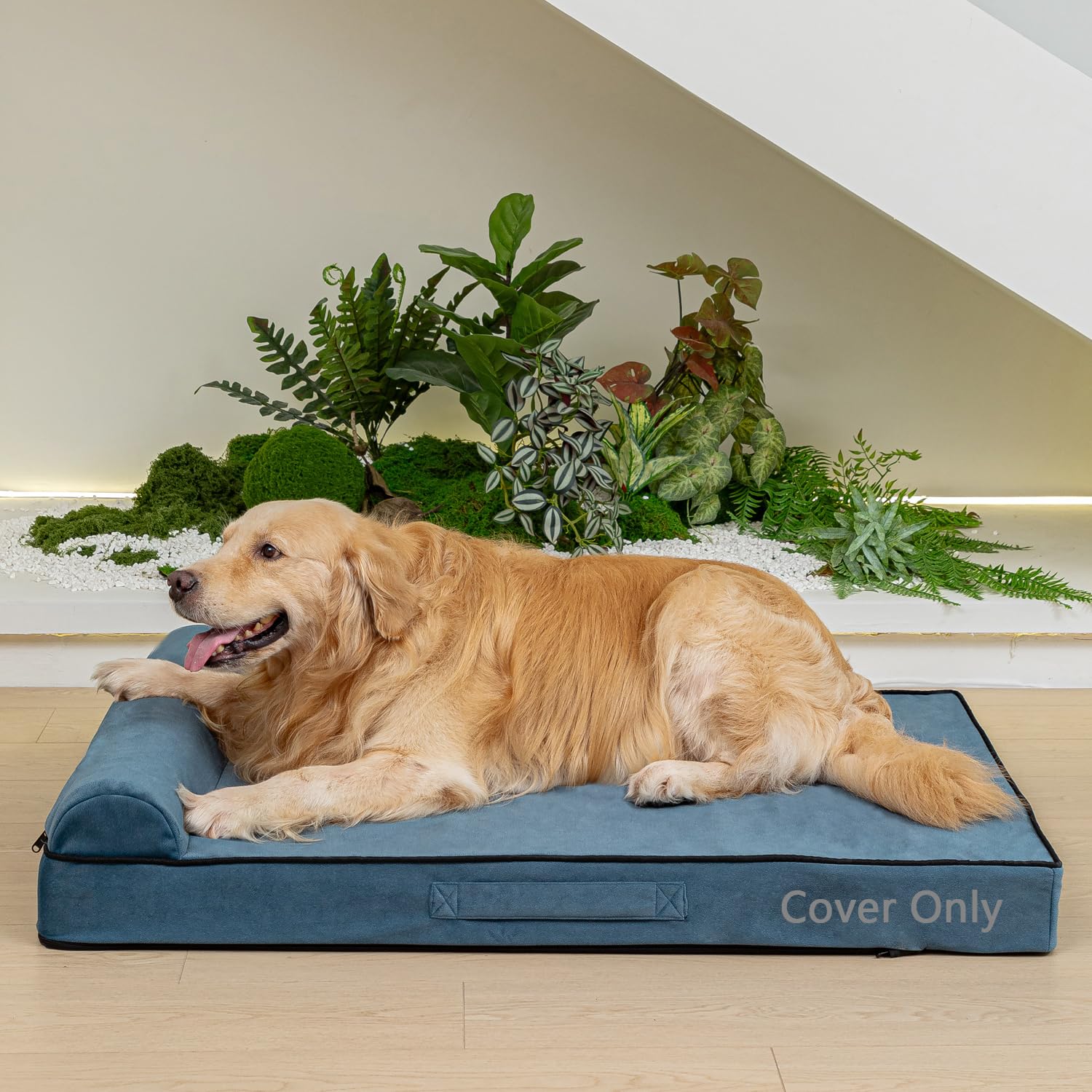 Waterproof Dog Bed Cover Washable, Featuring Removable Built-In Orthopedic Pillow And Anti-Bite Zipper,Removable Pet Bed Liner,