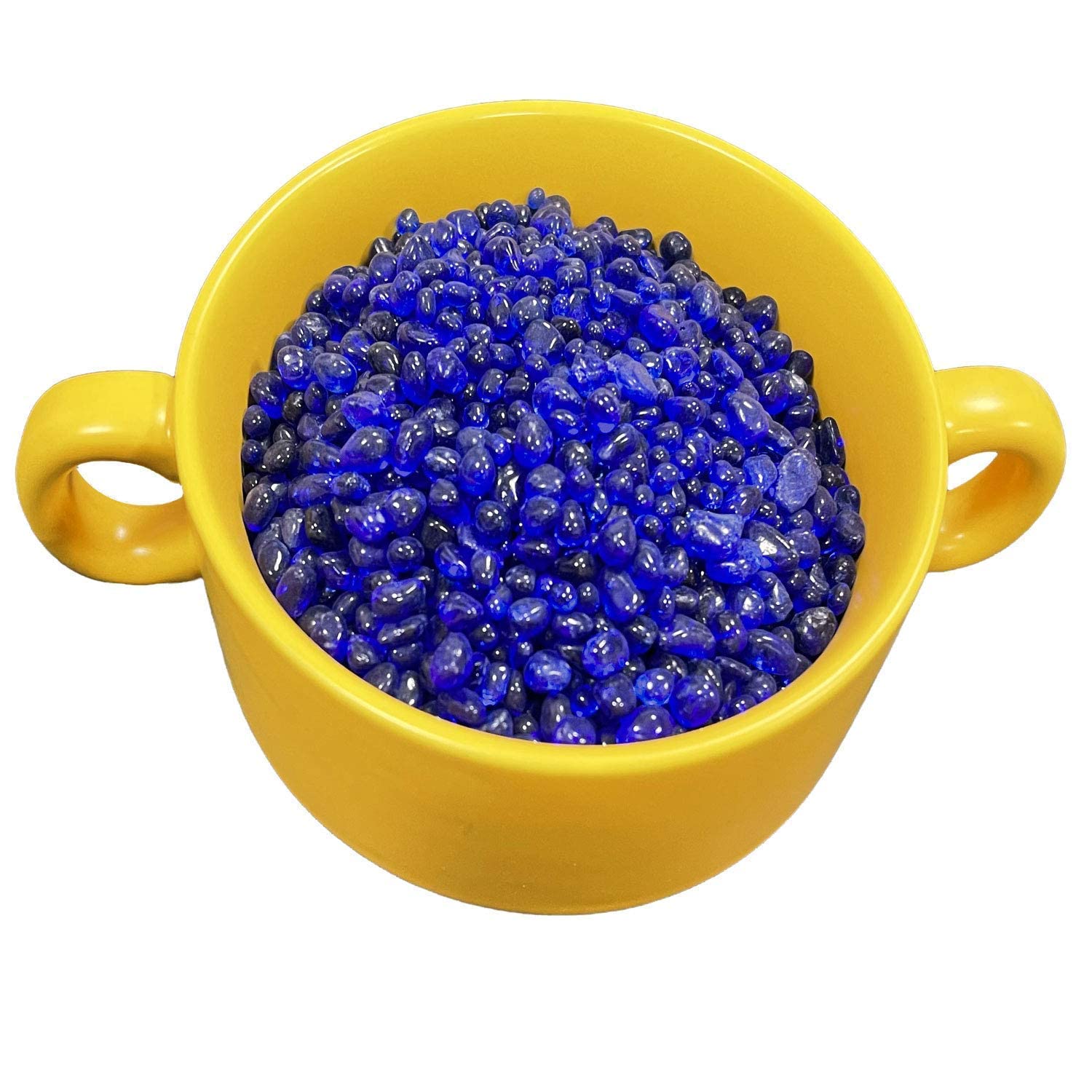 Kiseer Clear Aquarium Glass Stone Bulk 1 Lb Sea Glass Beads Gems Marbles Pebbles Gravel Rock For Aquarium, Fish Tank, Garden, Vase Fillers, Succulent Plants Decor (Blue)