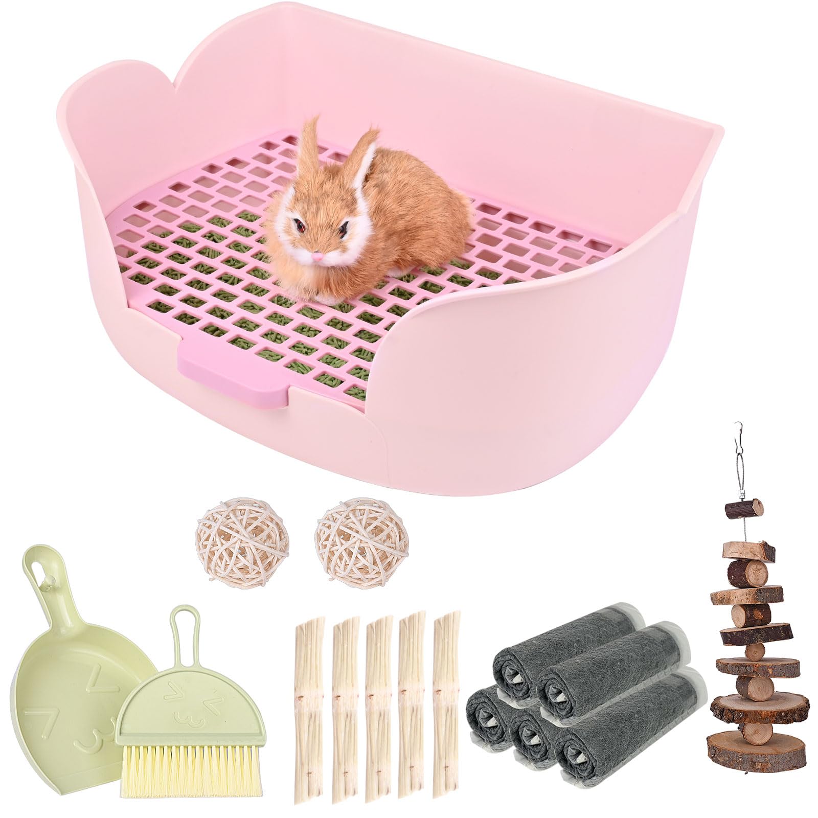 RUBYHOME Large Bunny Litter Box (15.5 x 11.1 x 6.2) Small Animal Litter Pet Toilet Potty Trainer Corner Litter Bedding Box Pet P