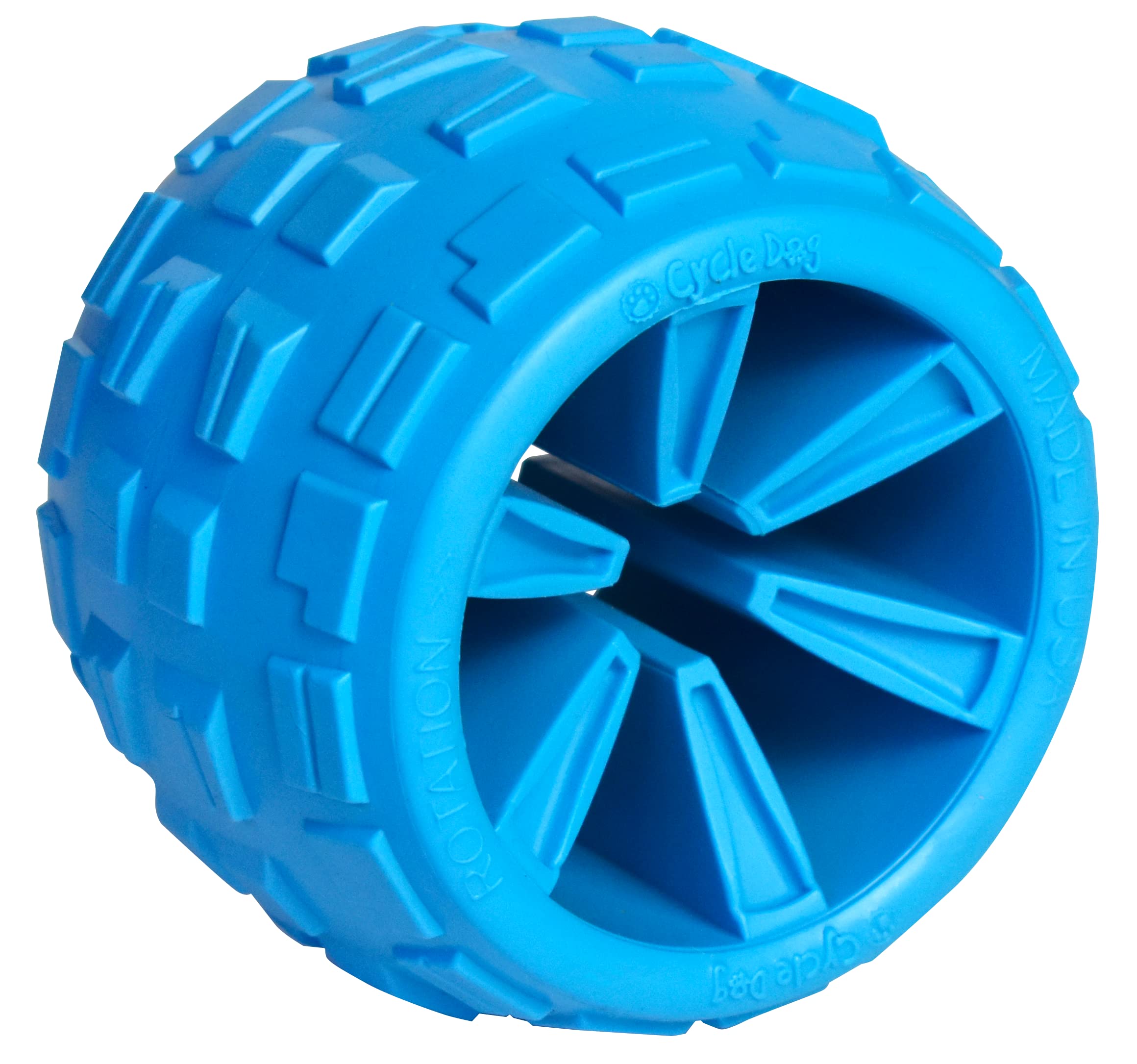 Cycle Dog High Roller Plus Large Blue Erratic Bounce Treat Hiding Ball - Tough & Sustainable Chew Toy/Great for Play and for Agg