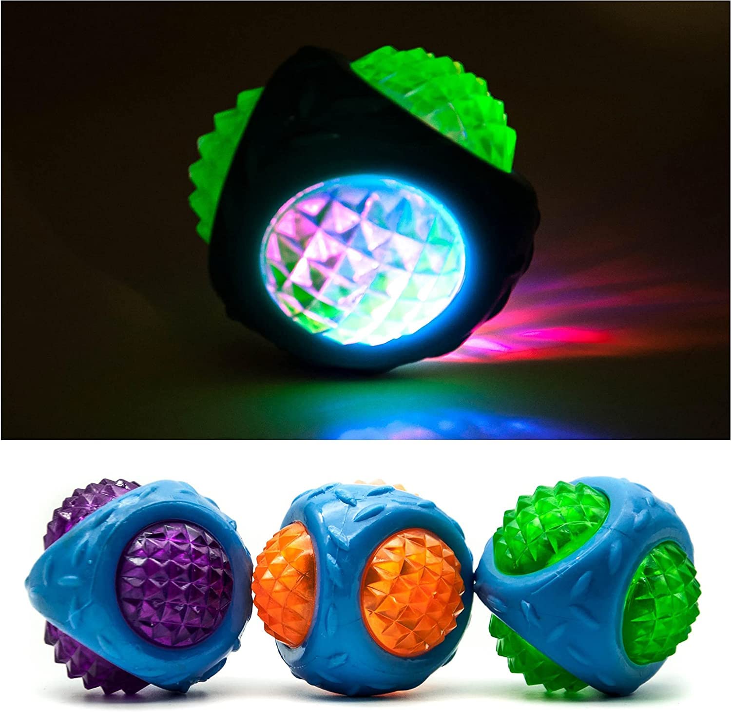 Kspups LightUp Balls For Dog Balls I Bouncy Chew Toys For Dog Squeaky Toy I Dumbell Flashing Balls For Dog Teething Toys Indoor