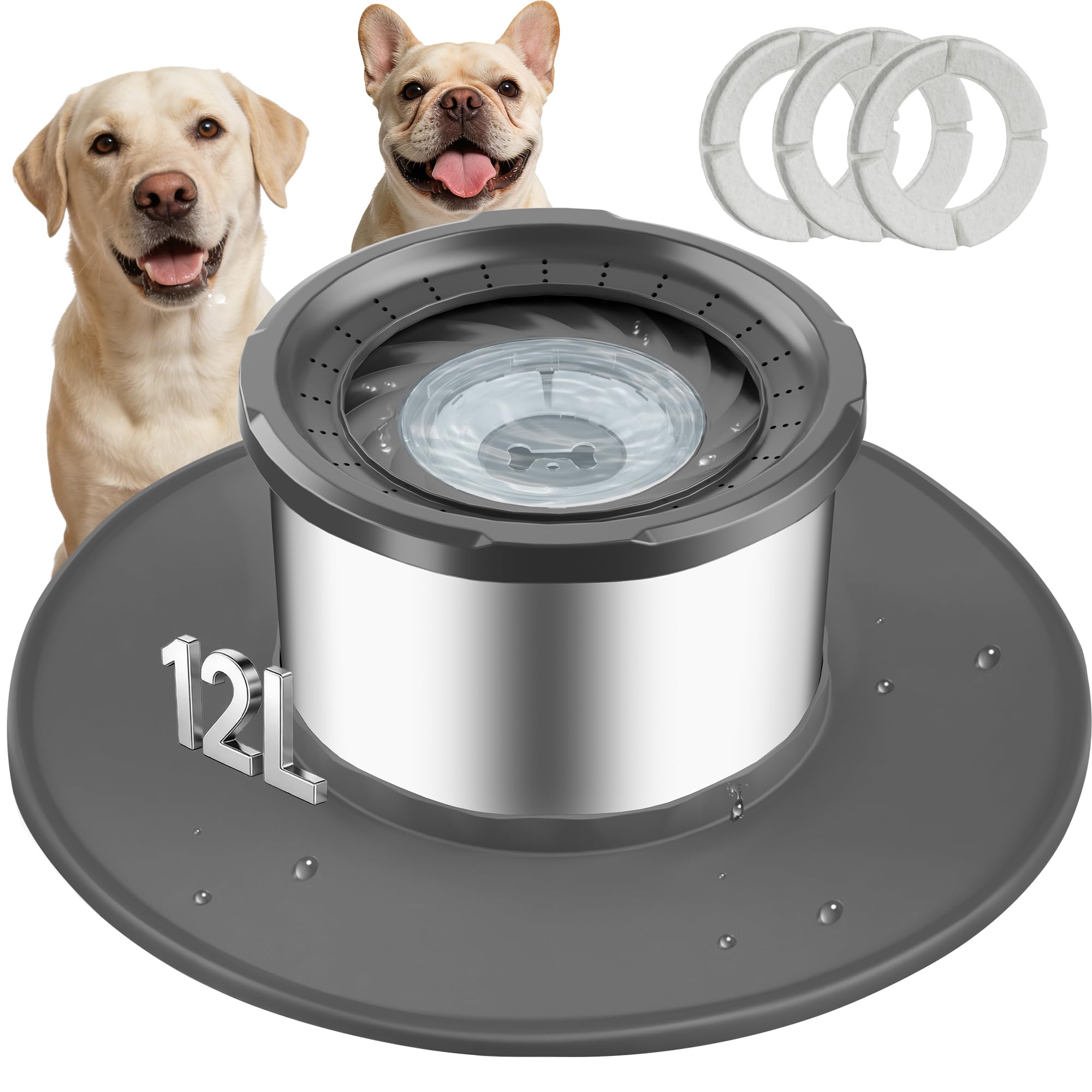 Stainless Steel Dog Water Bowl (Grey)