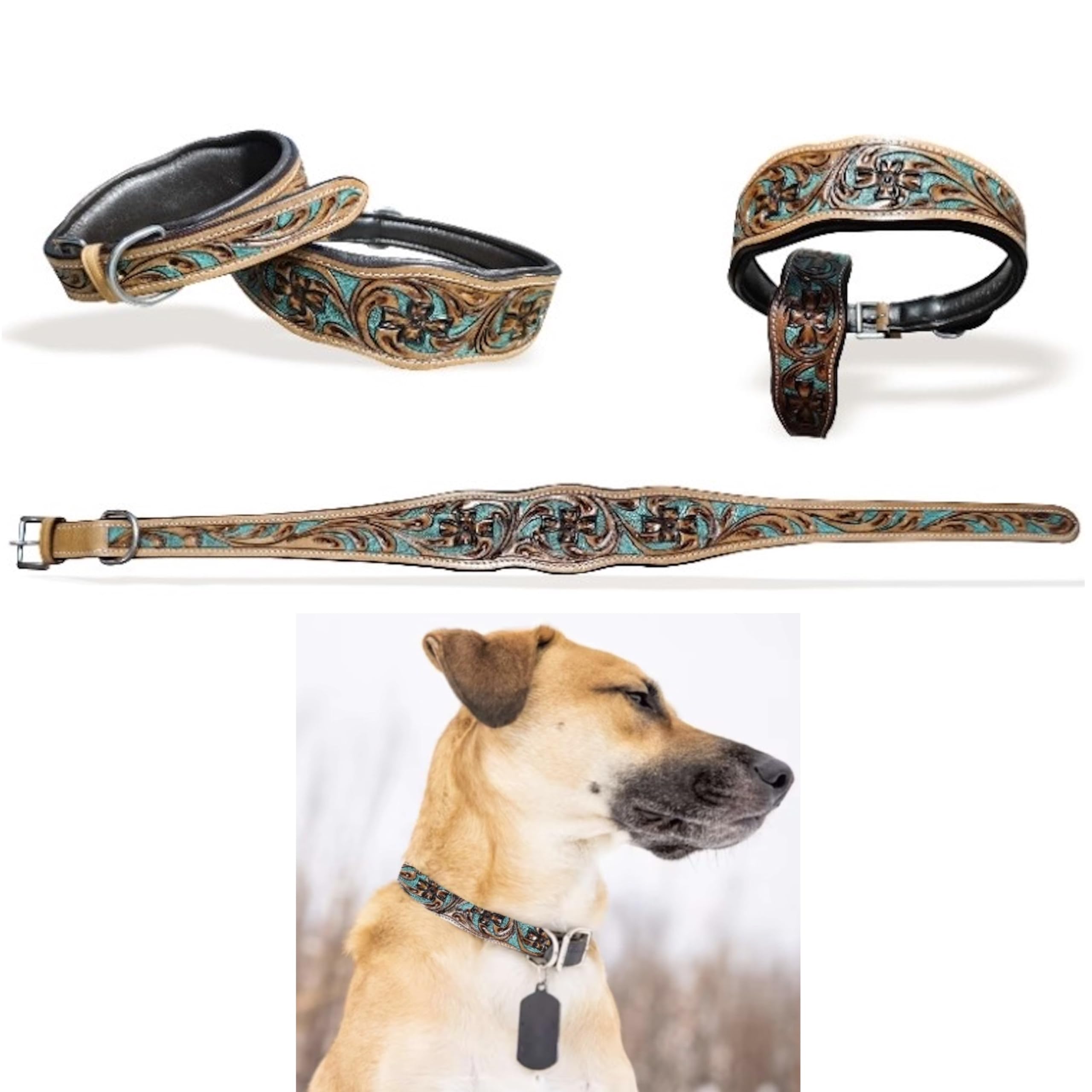 Majestic Ally Leather Dog Collar With Adjustable, Padded Fit For Walking, Hiking, And Running, Designer Western Wear For Puppies