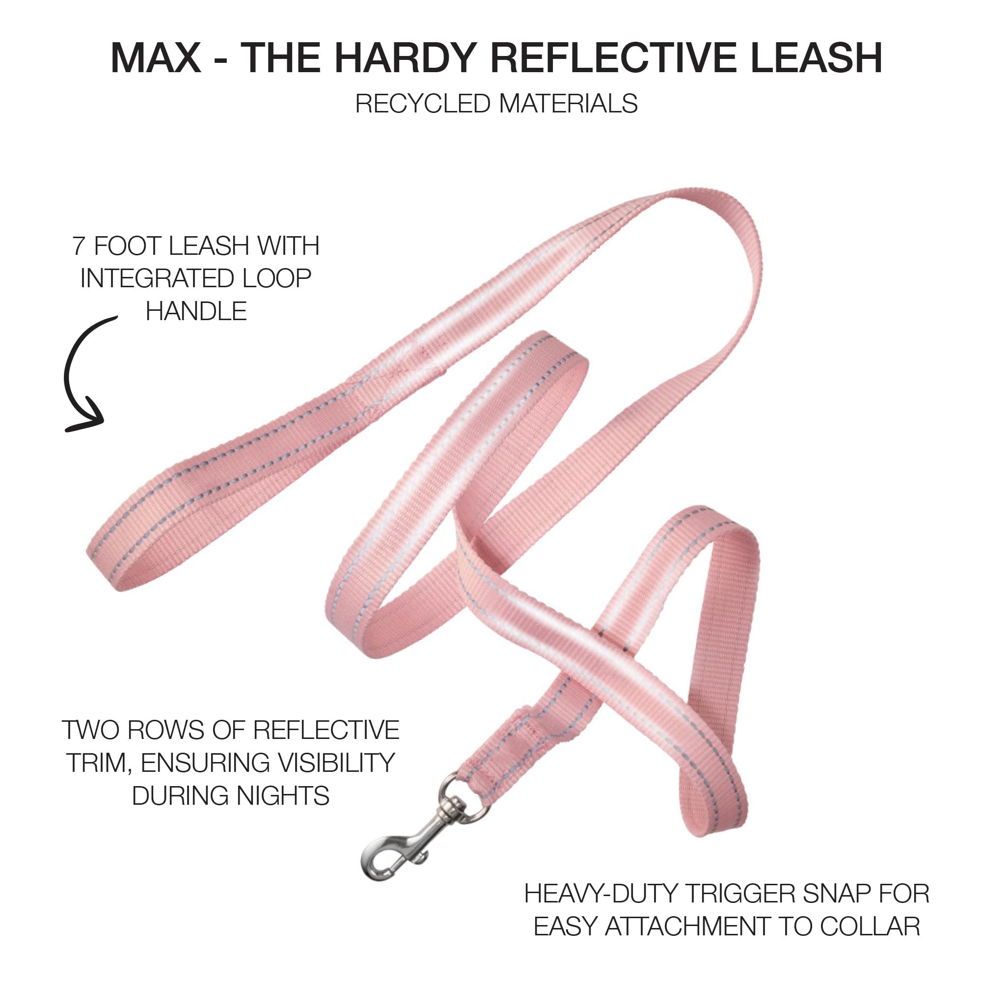 Pet Passion Reflective Durable Dog Leash 7 Ft. For All Pet Breeds, Pink, One Size