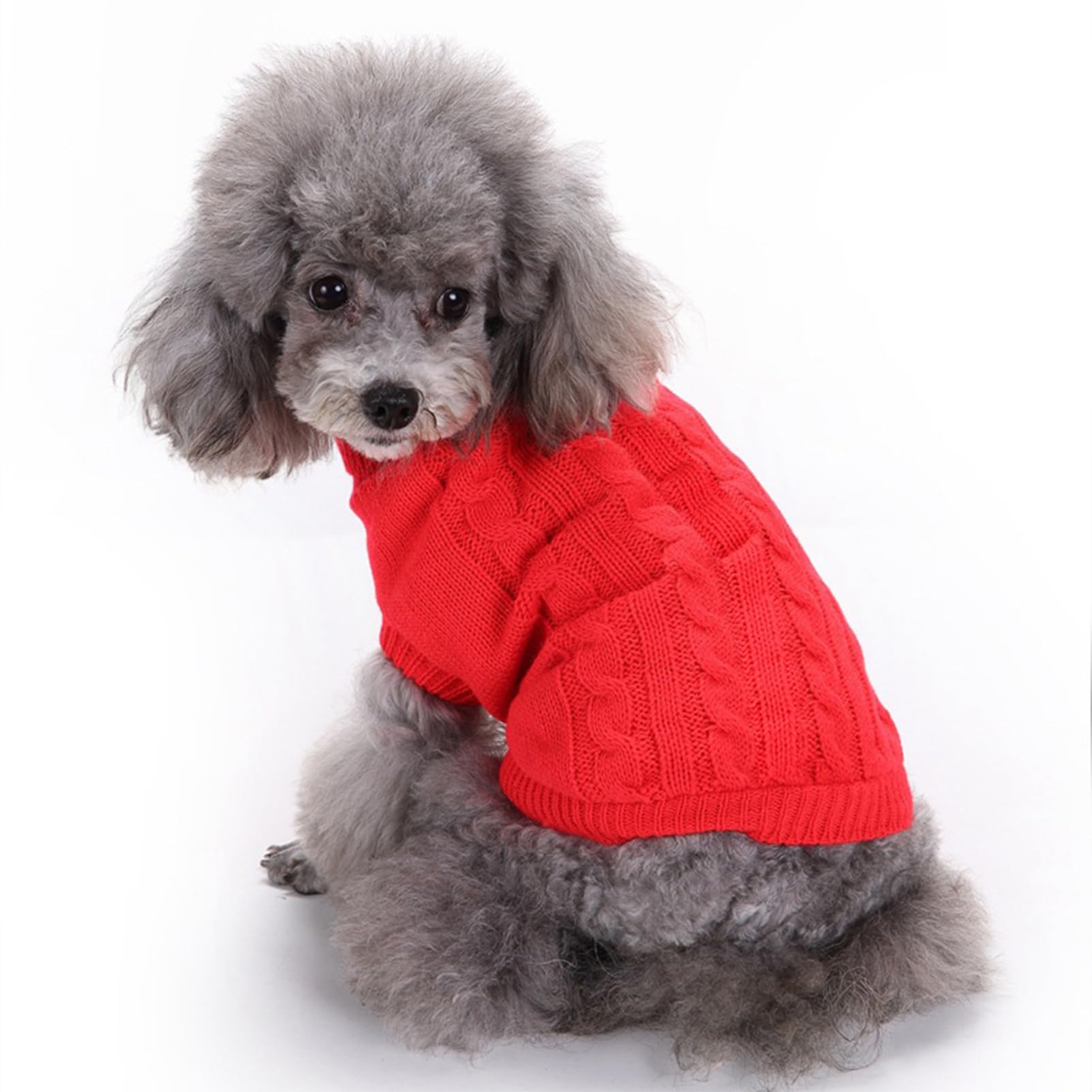 Chborchicen Small Dog Sweaters Knitted Pet Cat Sweater Warm Dog Sweatshirt Dog Winter Clothes Kitten Puppy Sweater (Medium,Red)