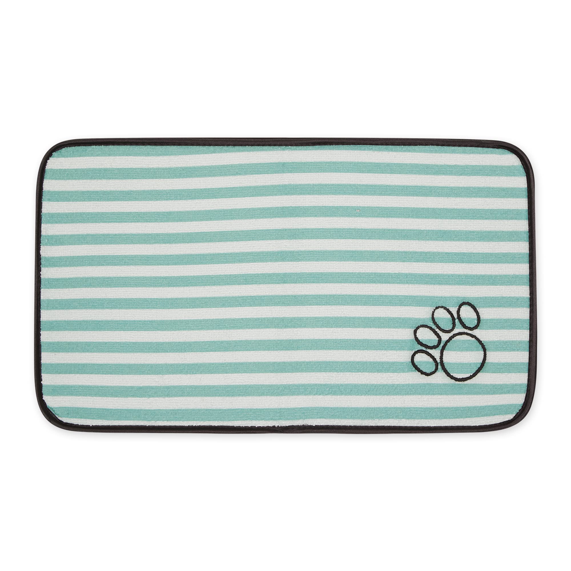 GREEN STRIPE EMBROIDERED PAW PET MAT SMALL