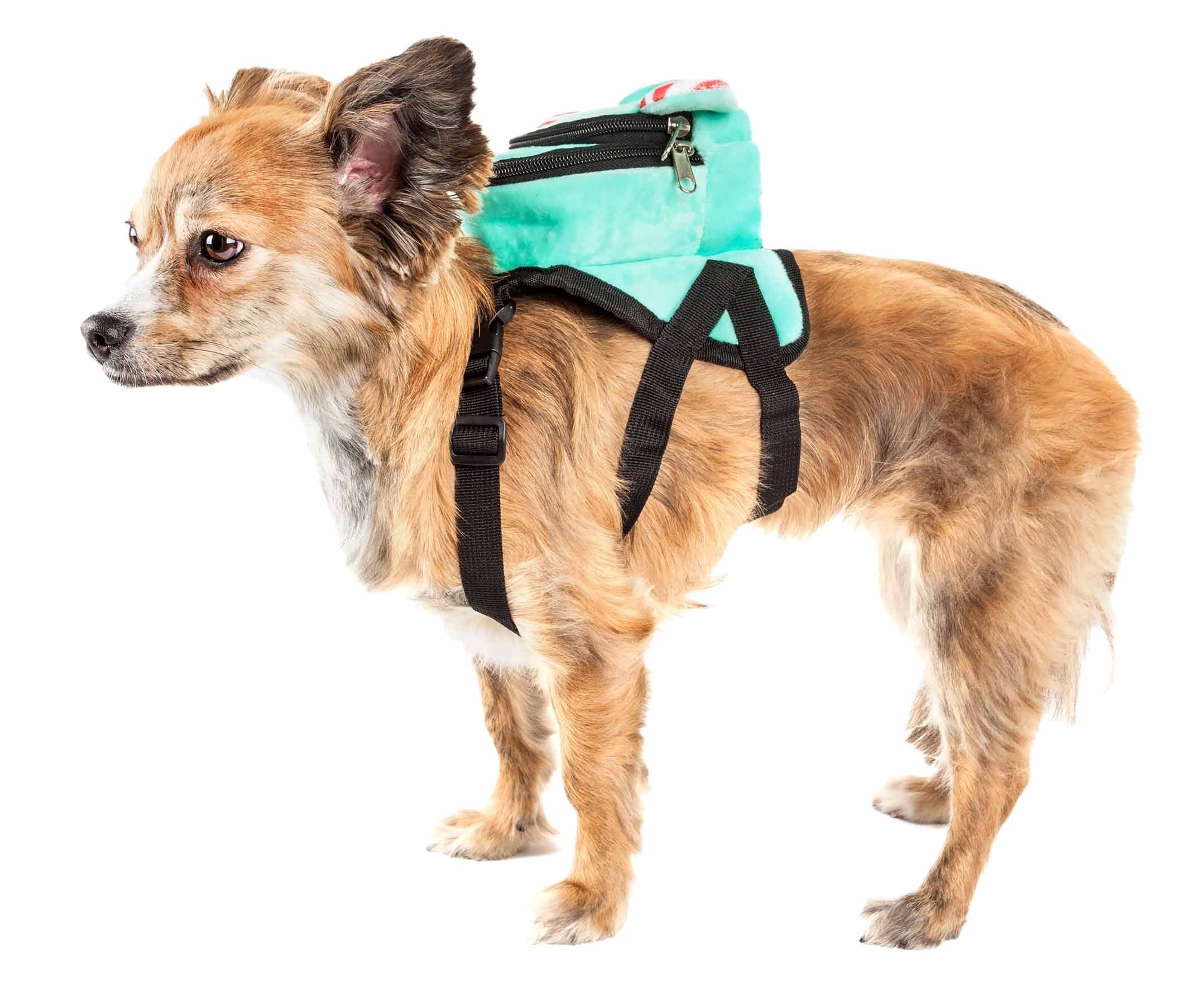 Pet Life  'Dumbone' Dual-Pocketed Compartmental Animated Dog Harness and Pet Backpack Carrier with Added Pouch Along The Dog Pac