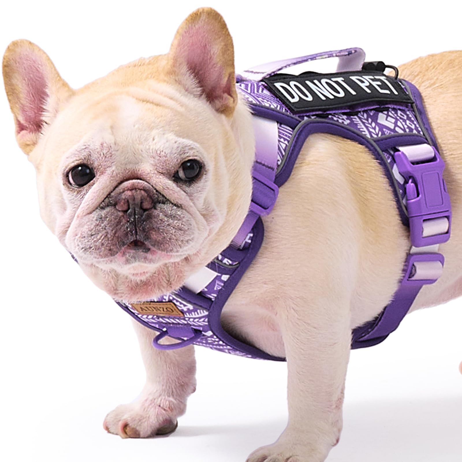 Small Dog No Pull Harness For French Bulldog Puggle Terriers, Pet Harness With Reflective Strip Soft Padded Handle, Adjustable V