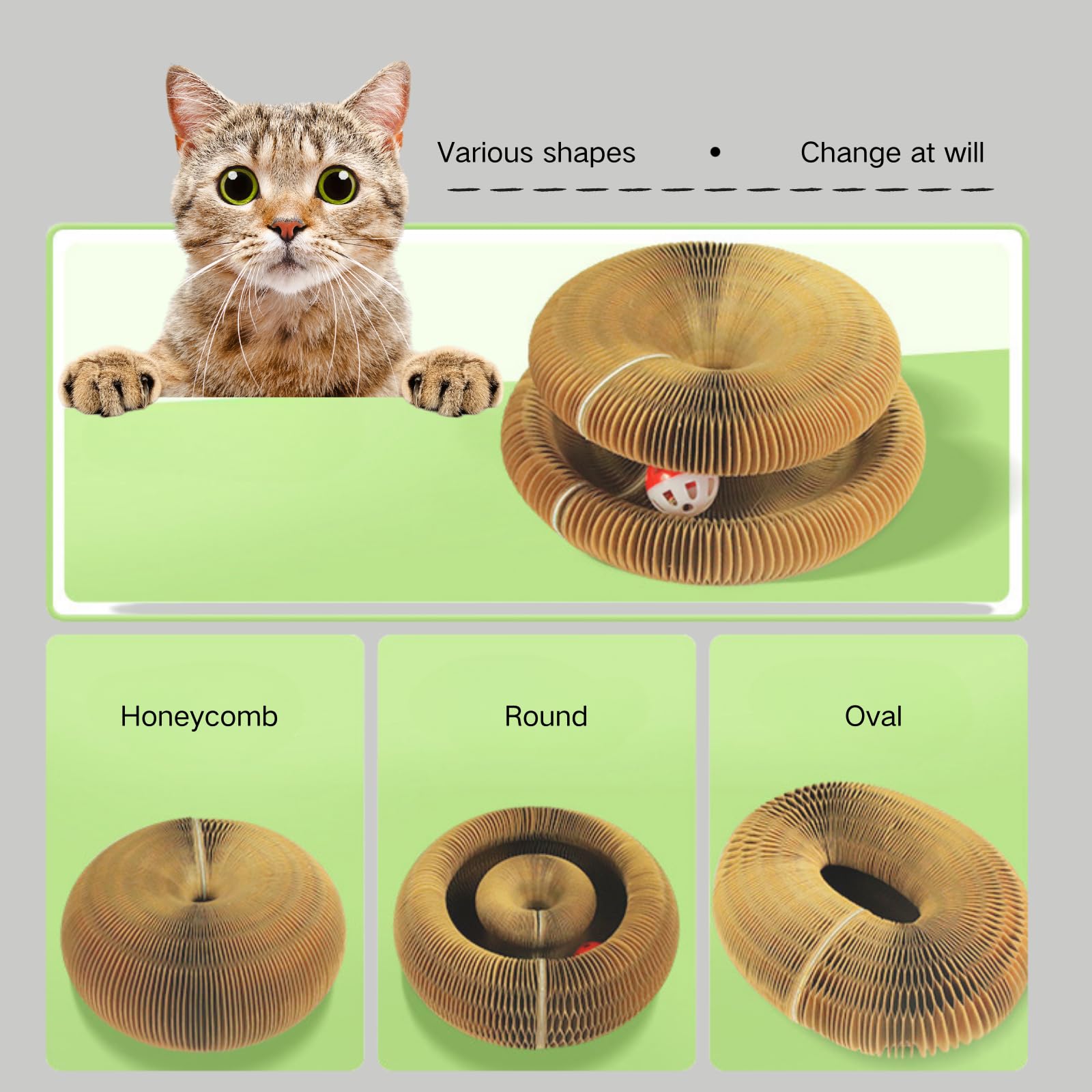 Hupirct Magic Organ Cat Scratcher Board, Cardboard Cats Toy With Bell, Magic Organ Toy, Recyclable And Durable, Suitable For Ind