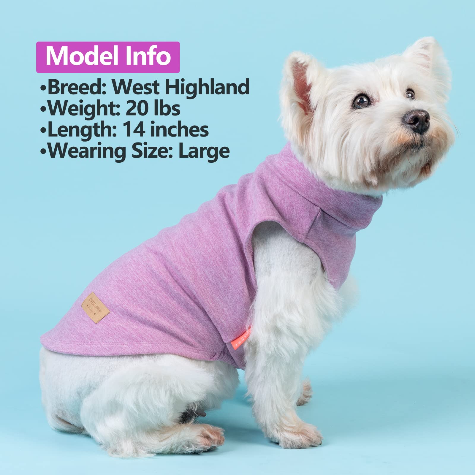 Kyeese 2Pack Dog Coat Turtleneck Stretchy Dog Sweater Super Soft Dog Cold Weather Coat For Small Dogs In Sleeveless Design, Purple,M