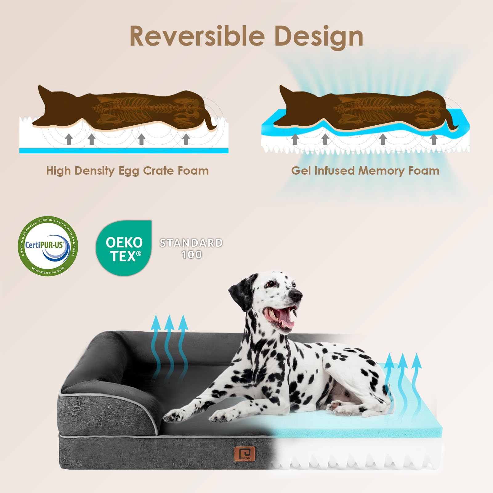 EHEYCIGA Orthopedic Dog Bed for Small Dogs, Waterproof Memory Foam, 24"x18"x6", Dark Grey