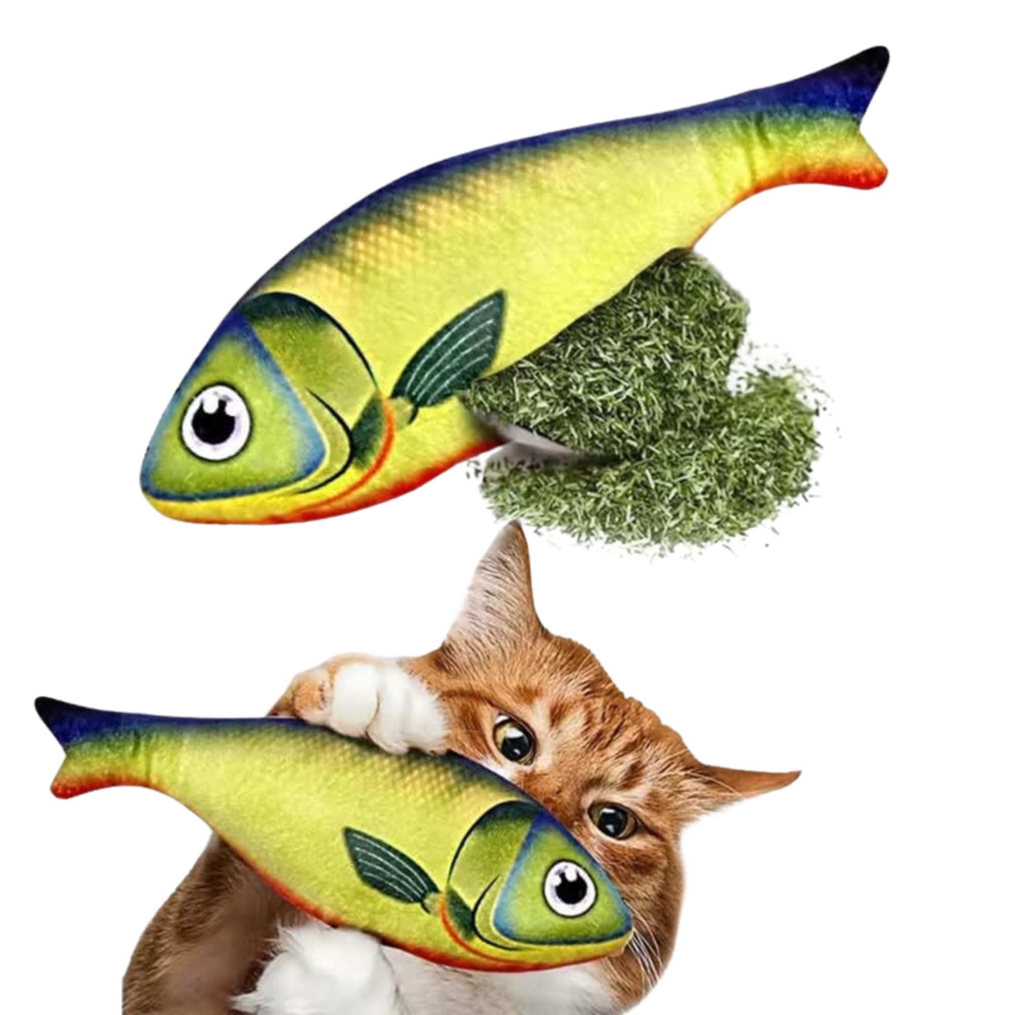 Dog Trust Plush Fish Cat Toy With Natural Catnip And Bell, Interactive Chew Toy For Cats, Multicolour