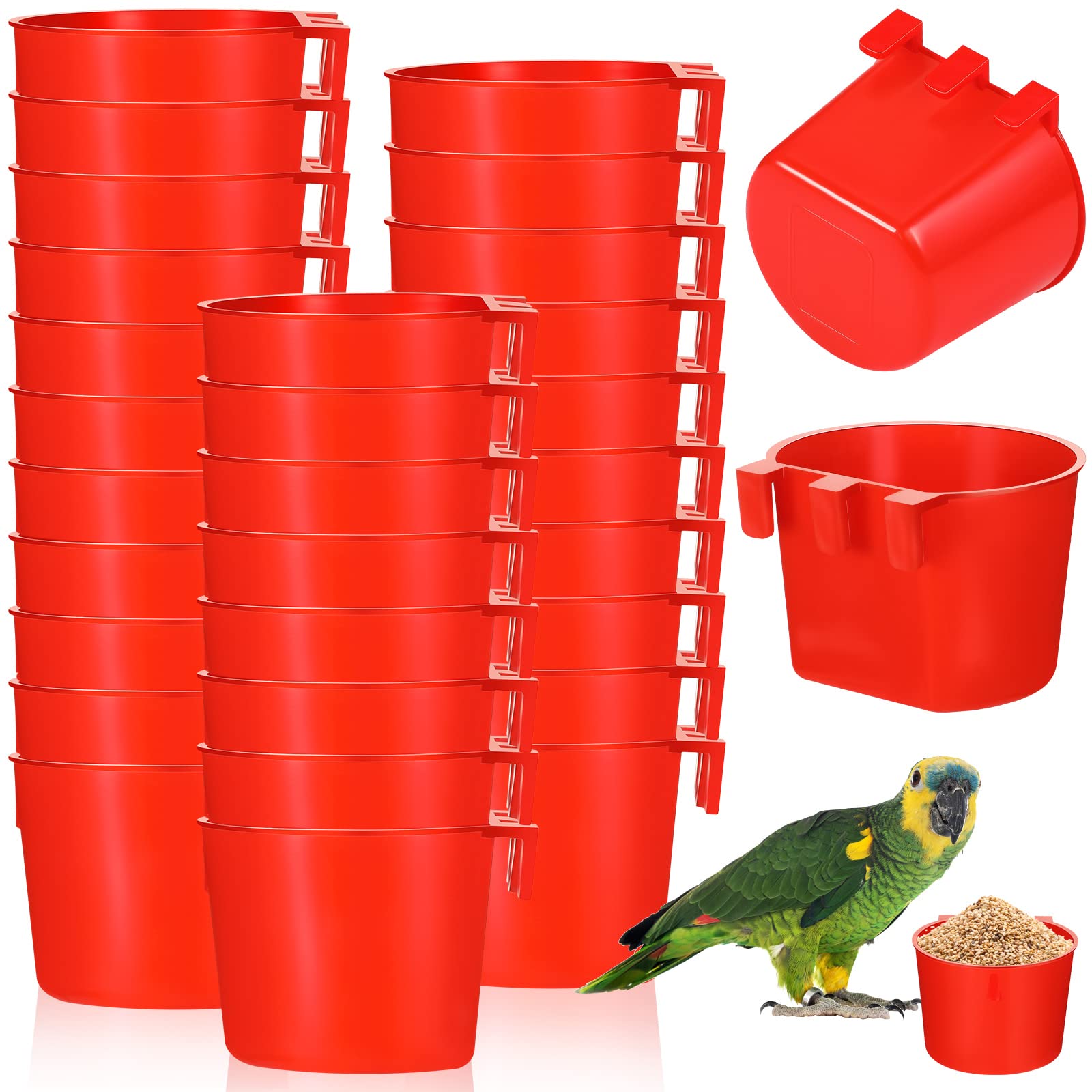 30 Pcs Cage Cups Birds Feeders Bird Water Dispenser Hanging Quail Waterer Plastic Chicken Feeding Watering Dish for Small Coop P