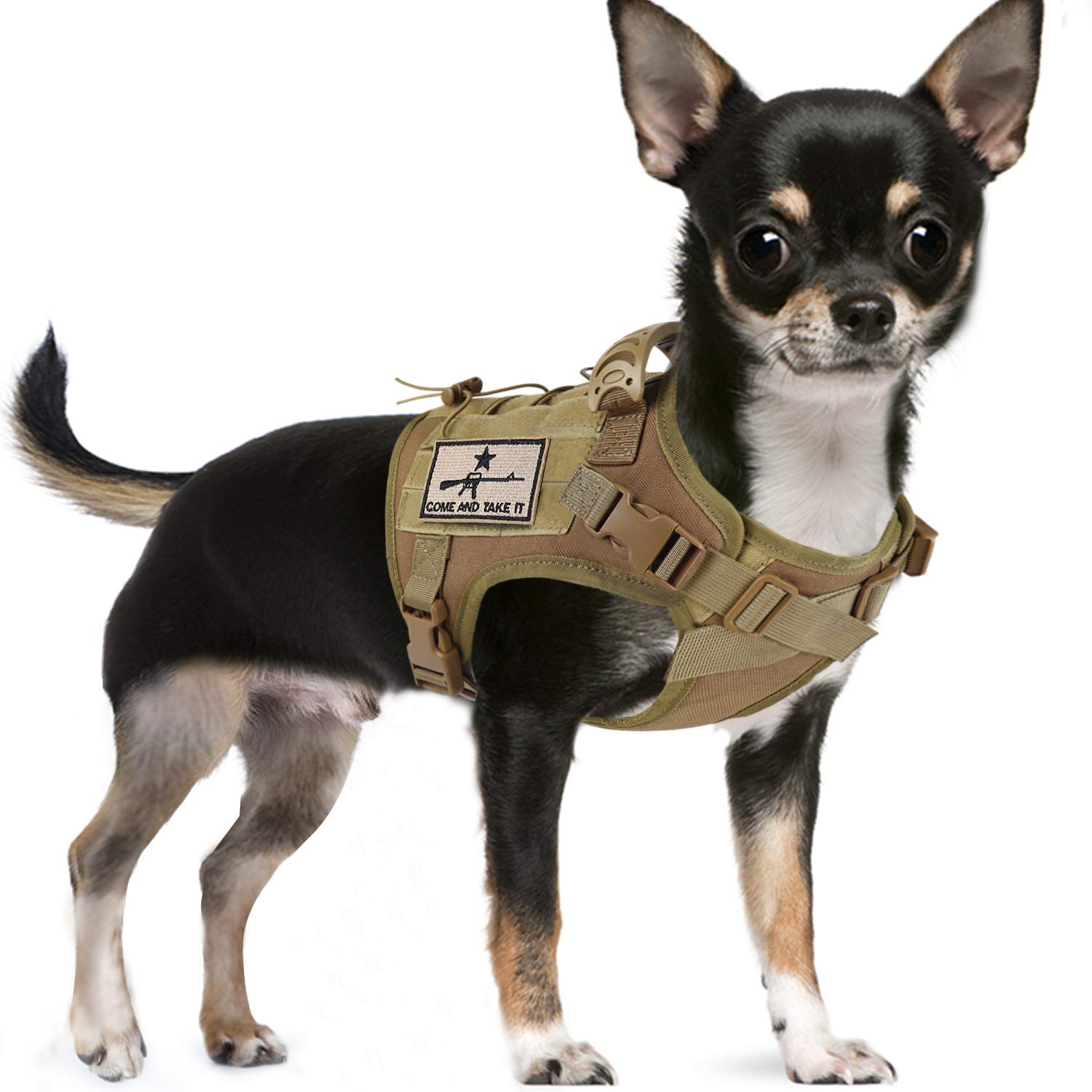 Tactical Dog Training Harness Outdoor Working Vest Adjustable Military MOLLE Dog Vest Harness with Rubber Handle Small (Pack of 