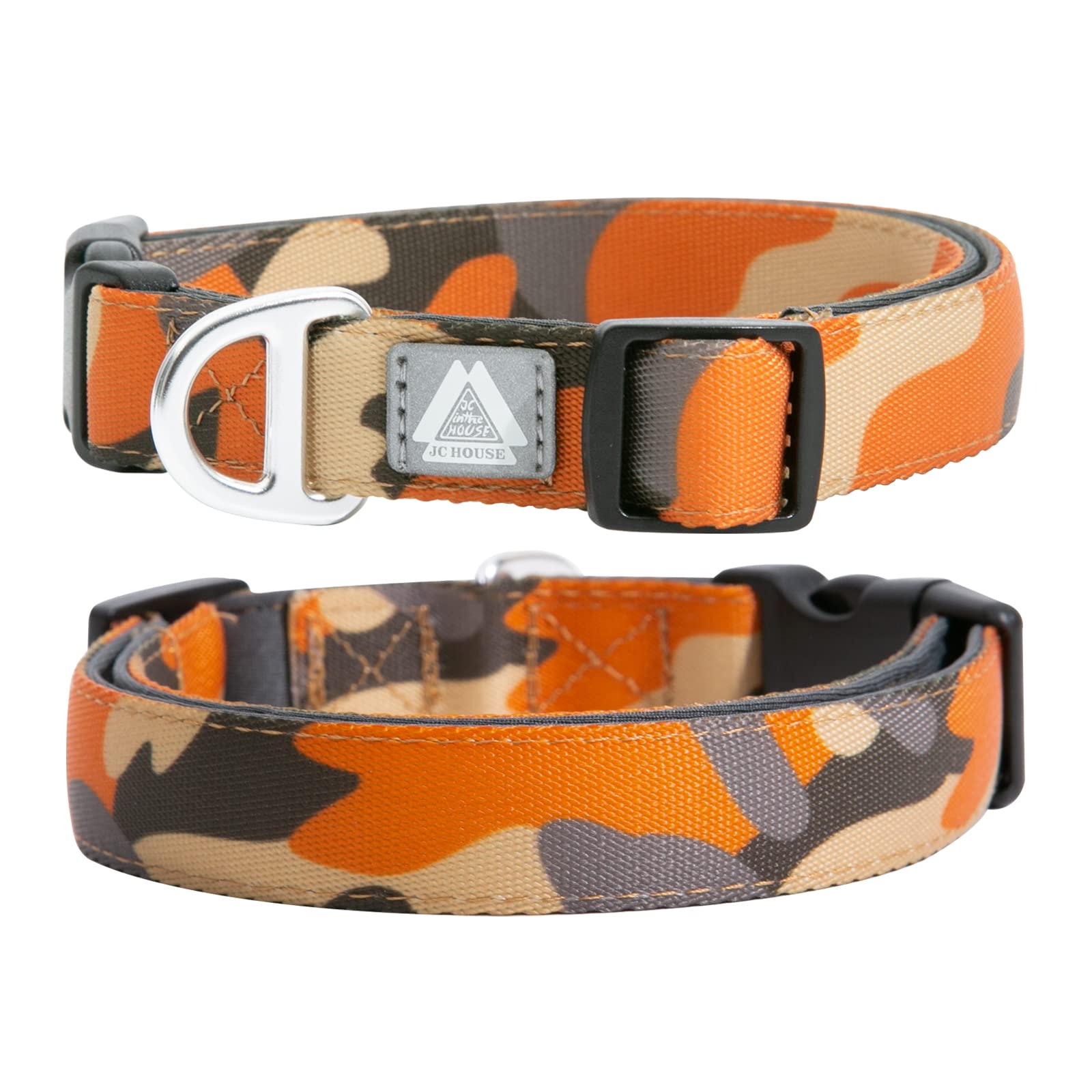 Jc House Soft Padded Dog Collar, Neck 12-20, Adjustable Heavy Duty Collar With 3M Reflective Logo For Medium, Large Dogs, Camo O