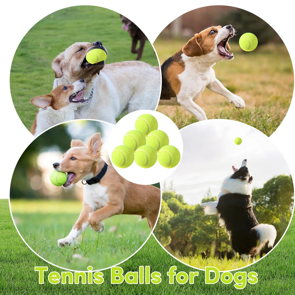 Ziyize Mini Tennis Balls, 6 Pack 2 Inch Dog Tennis Balls, Easy Catching Pet Playing Ball For 2 Inch Dog Ball Launcher