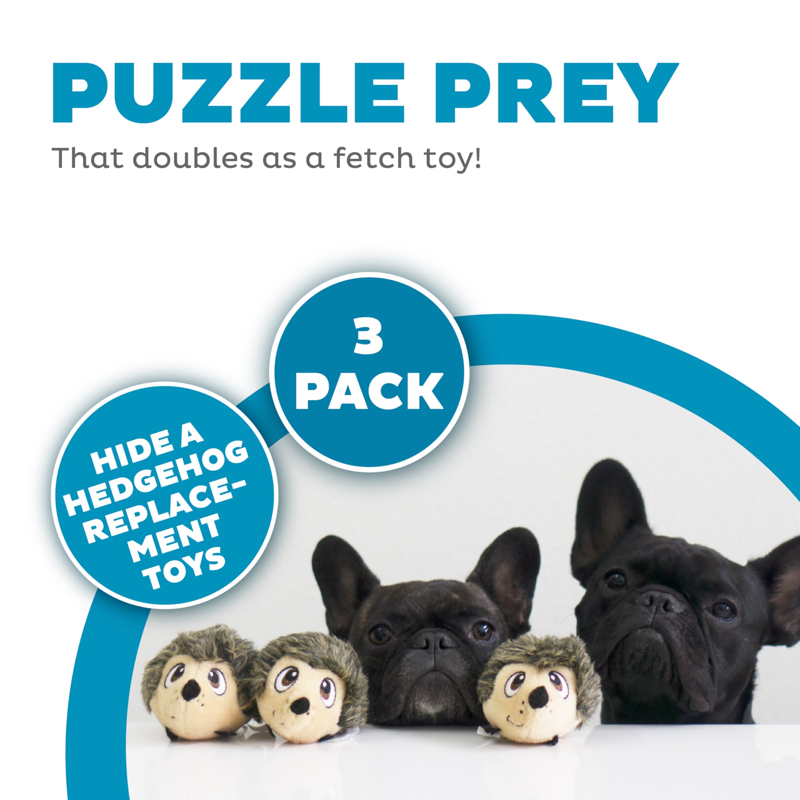 Outward Hound Squeakin' Hedgiez Plush Dog Toys, 3 Pack, Hedgehog, Polyester, Model 67566