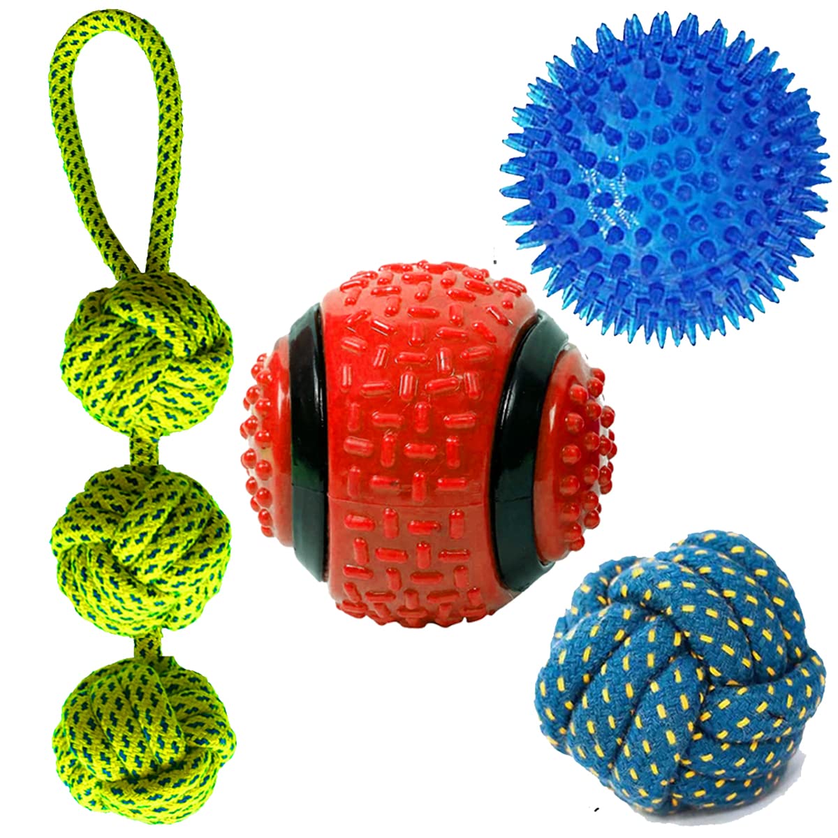 Youhavedeal Dog Chew Toys For Puppy Teething  4 Pack Indestructible Pet Dog Toys For Puppy Chewers, Interactive Tug Of War Rope