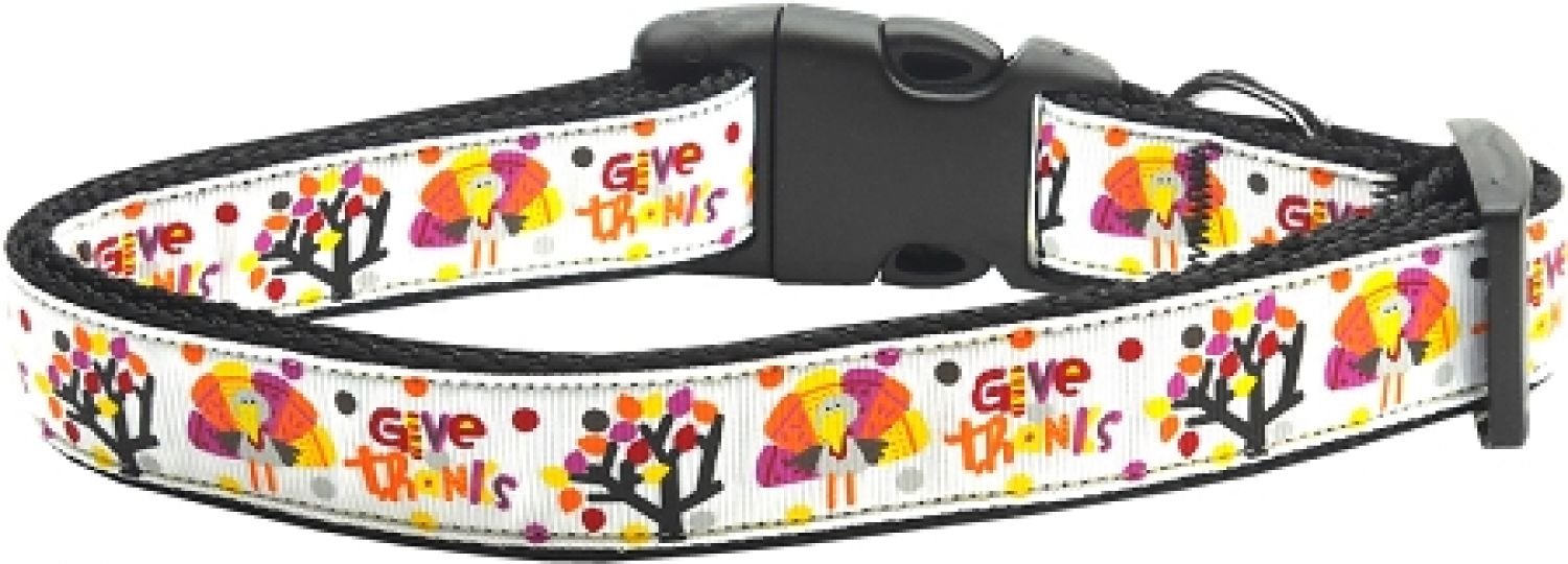 Thanksgiving Pet Dog & Cat Nylon Collar or Leash, "Give Thanks" MD Collar