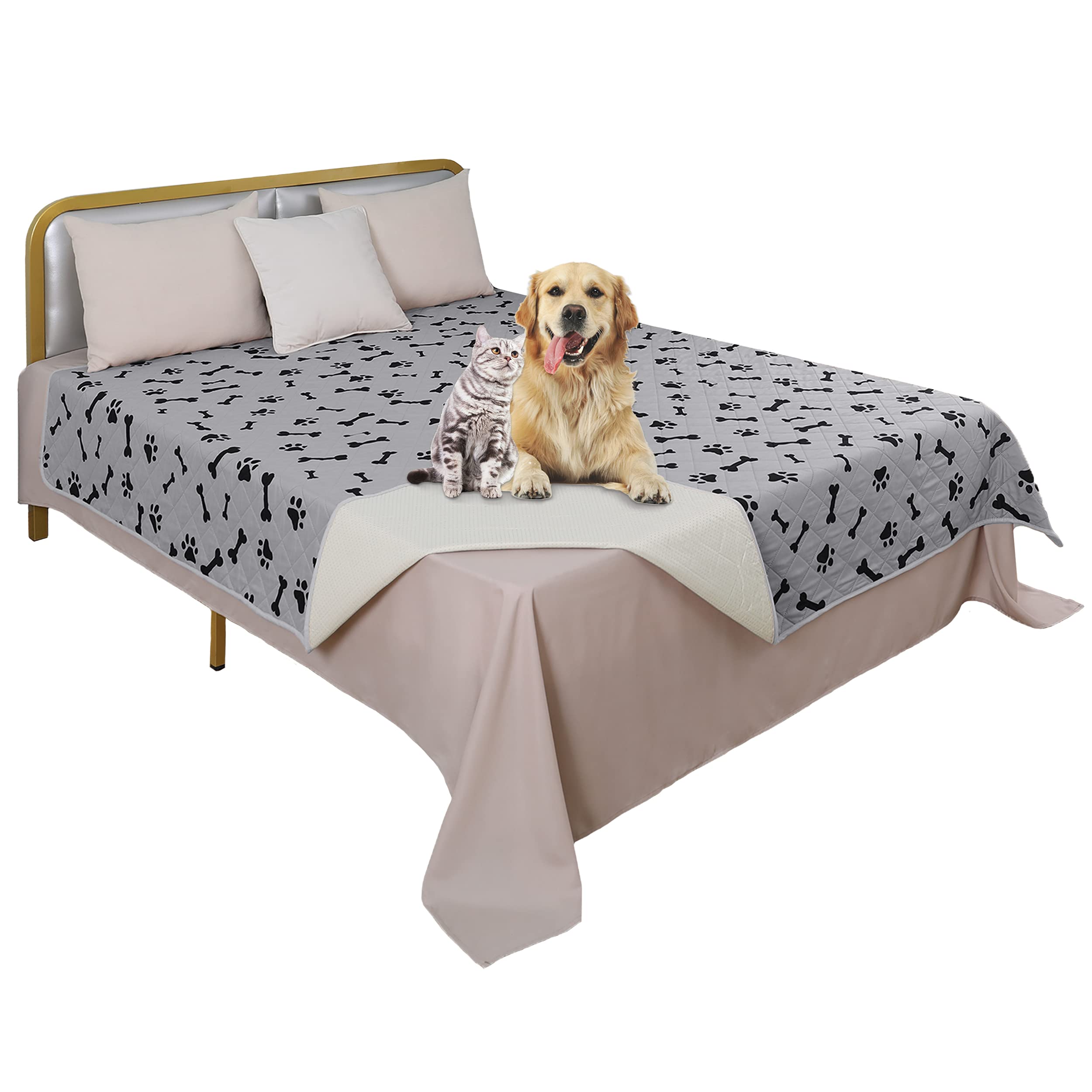 Waterproof Blankets For Dogs -Nanbowang Dog Bed Covers For Large Dogs, Water Absorb Training Pads (10282 Gray)