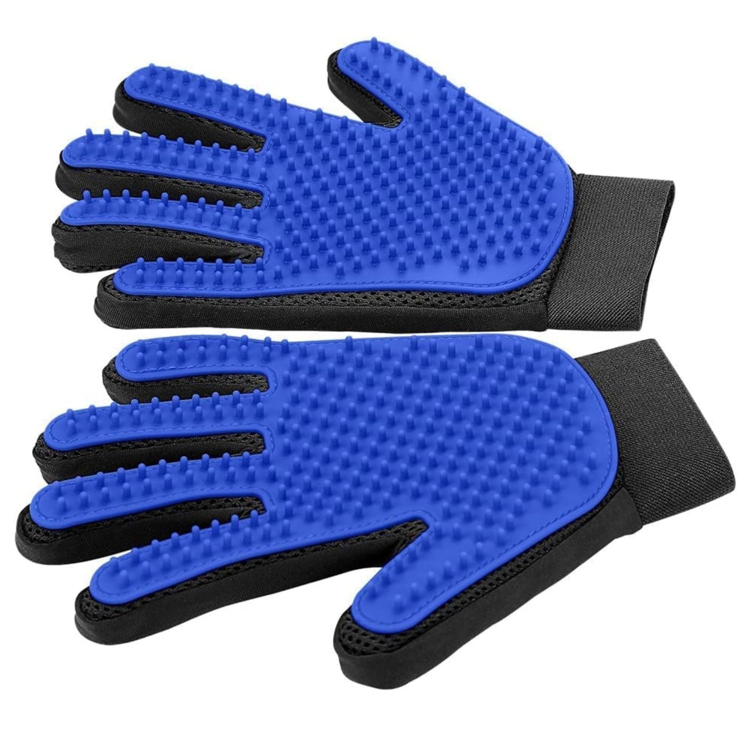 Nitrazone Pet Hair Remover Gloves  Blue, Reusable Grooming Gloves For Dogs, Cats & Horses, Gentle Deshedding, Bathing & Massagi