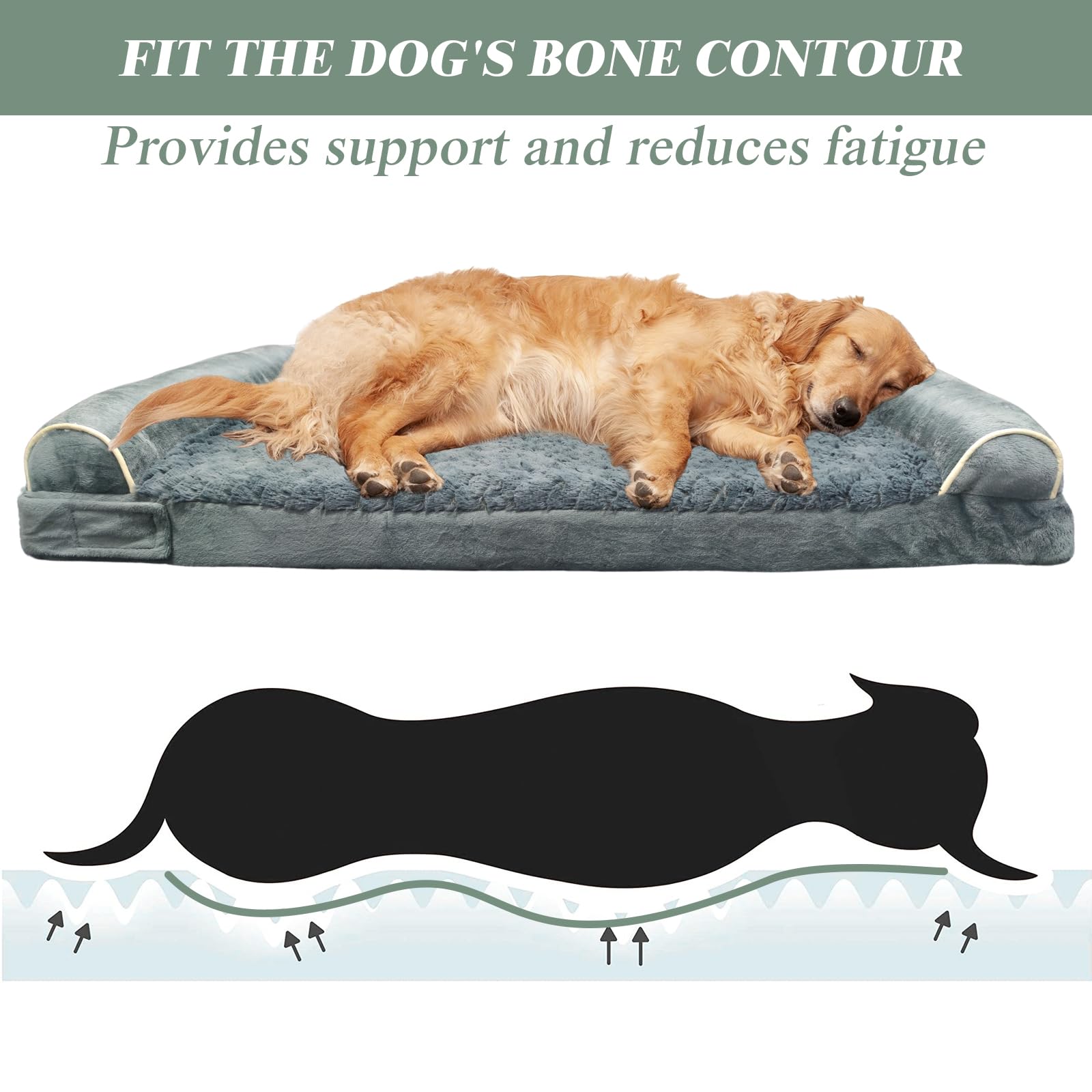 Modcart Orthopedic Dog Bed For Large Dog,Memory Foam Cat Bed With Stickable Design Waterproof Pet Couch Bed With Washable Remova