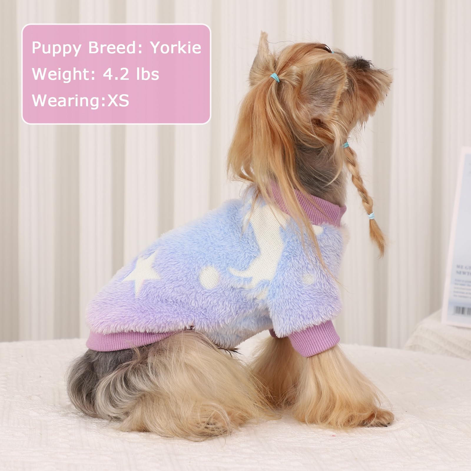 Kosiyi Glow Fleece Dog Clothes For Small Dogs, Warm Pullover Dog Sweatshirt, Winter Pet Coat Jacket Cat Costume, Female Male Pup
