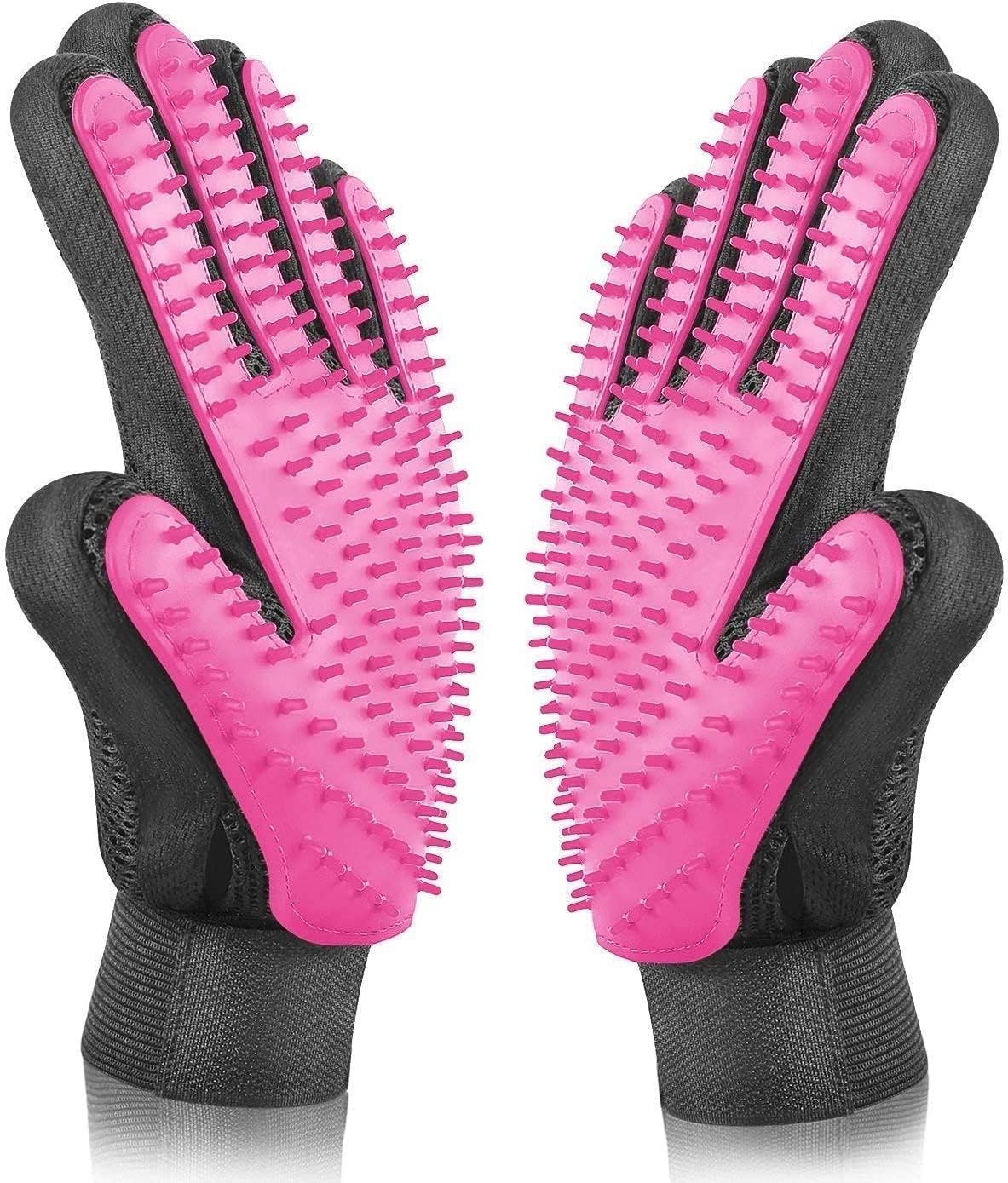 Pet Fun Deshedding Glove For Pet Bathing & Grooming Soft Rubber Hand Gloves Scrubber Pet Care Washing For Dogs & Cats (Multicolo