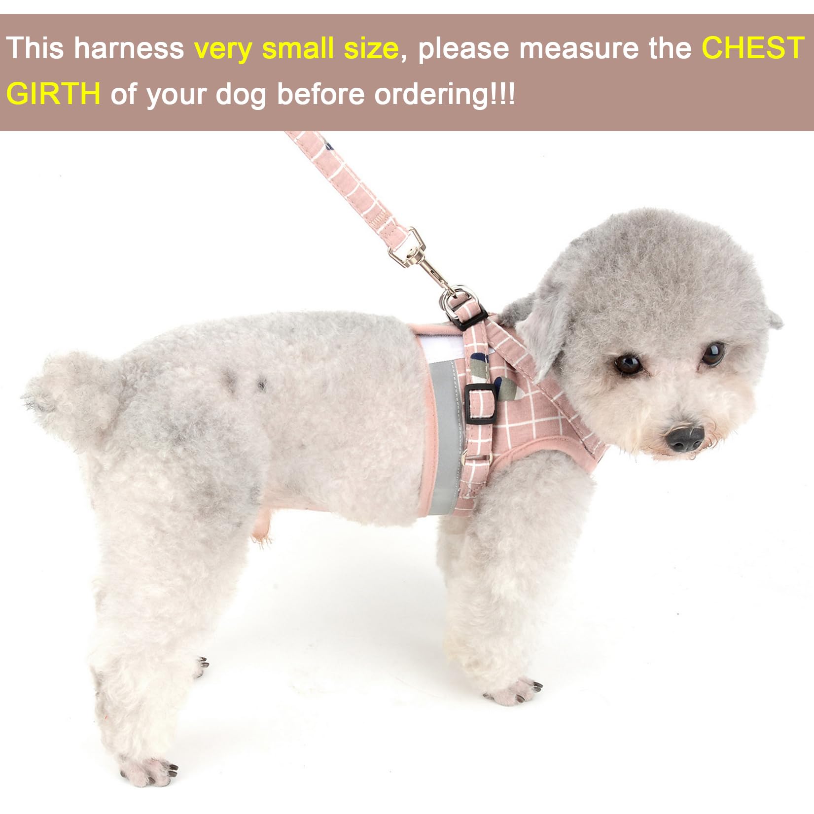 Zunea No Pull Small Dog Harness and Leash Set Adjustable Reflective Step-in Chihuahua Vest Harnesses Mesh Padded Plaid Escape Pr