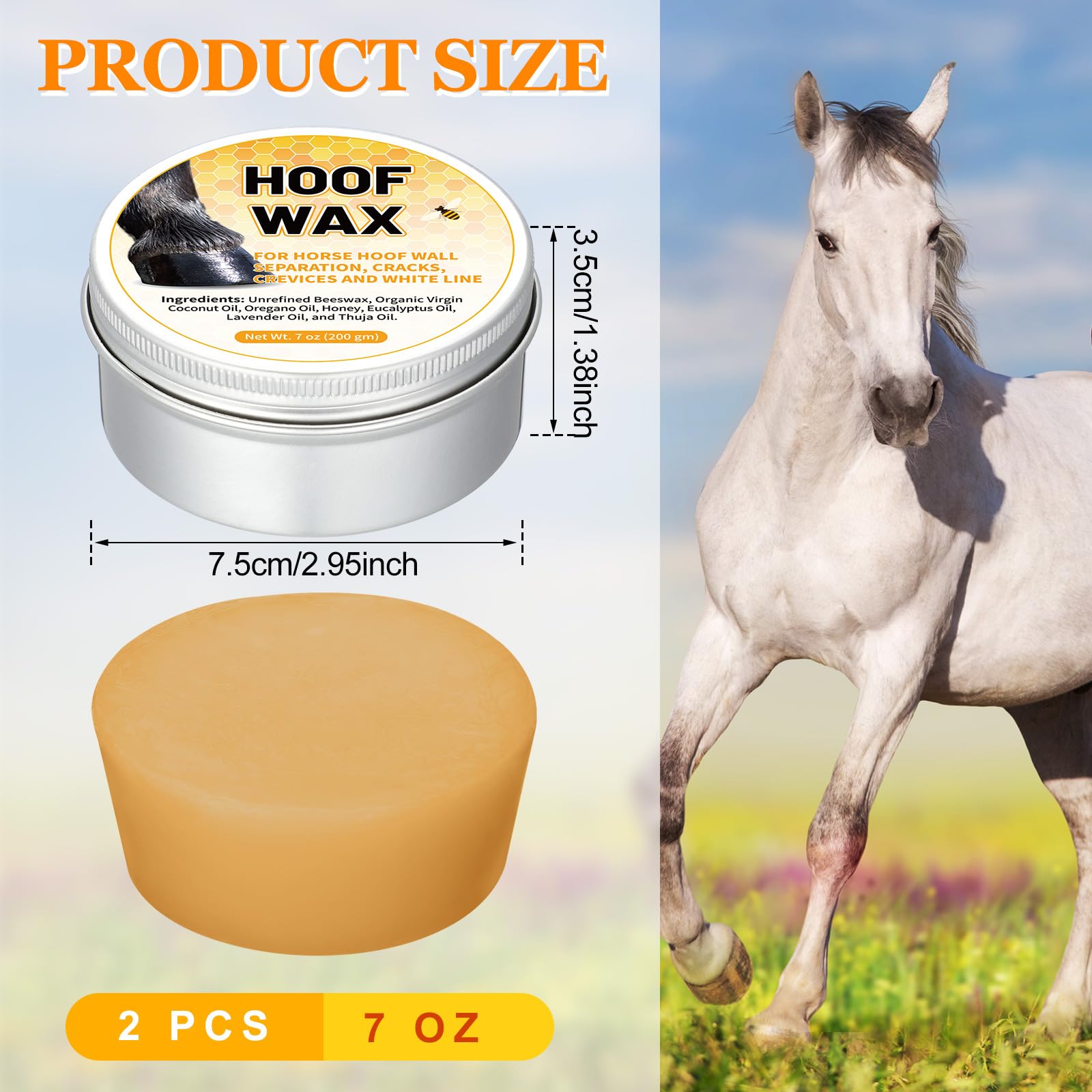 Dansib 2 Pcs Hoof Wax 7 oz Horse Hoof Wax Hoof Clay for Horse Hoof Wall Separation, Cracks, Crevices and White Line Supplies
