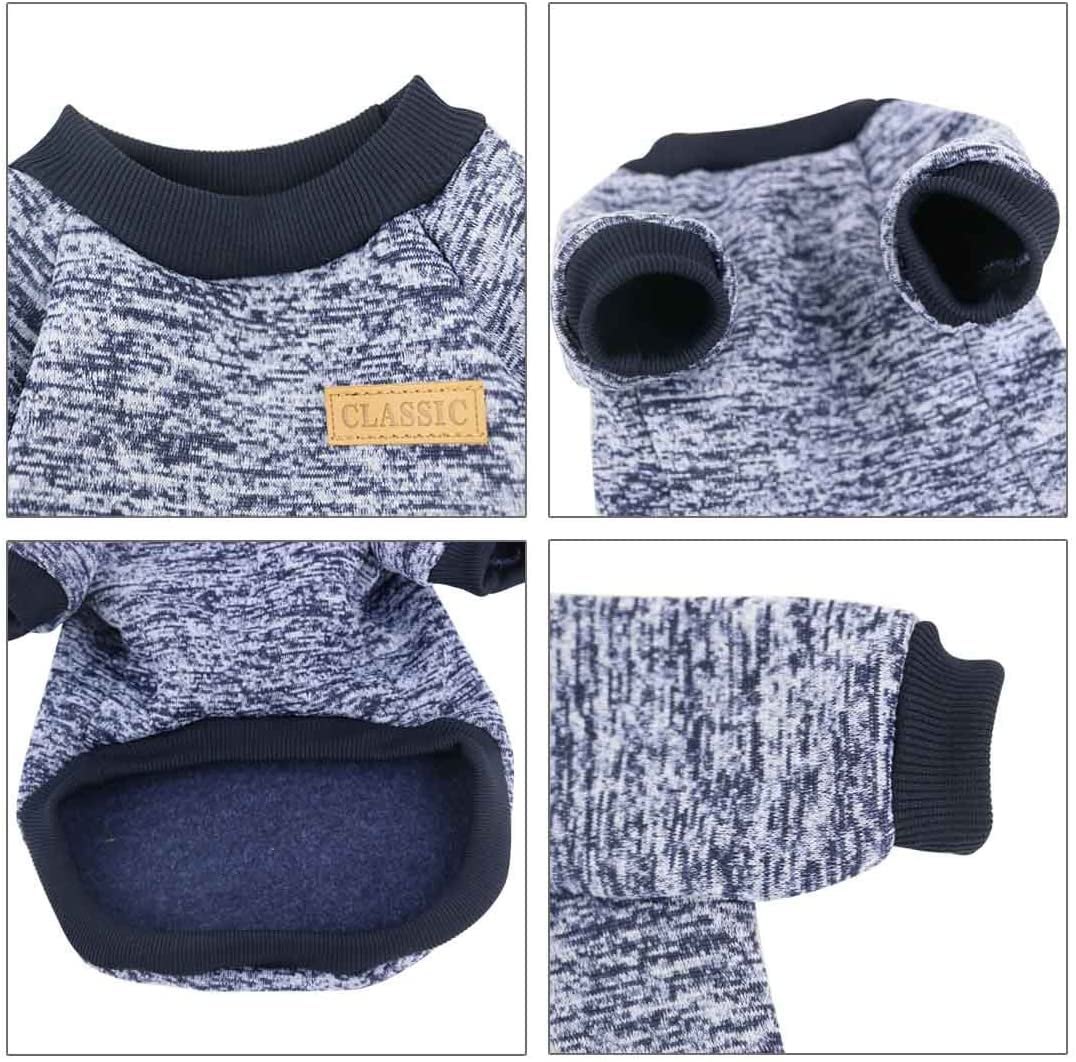 Idepet Pet Dog Classic Knitwear Sweater Fleece Coat Thickening Warm Pup Dogs Shirt Winter Pet Dog Clothes Puppy Customes Clothin