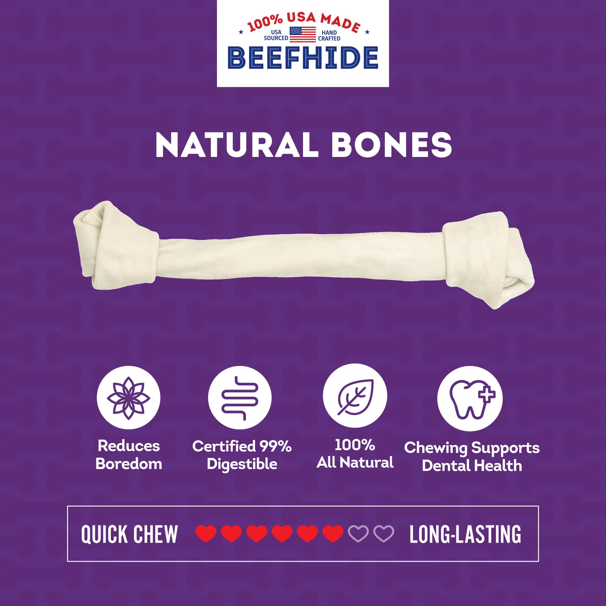Treatly USA Beefhide Bones 15-17 Dog Chew Treats - Natural Flavor, 1 Count/1 Pack