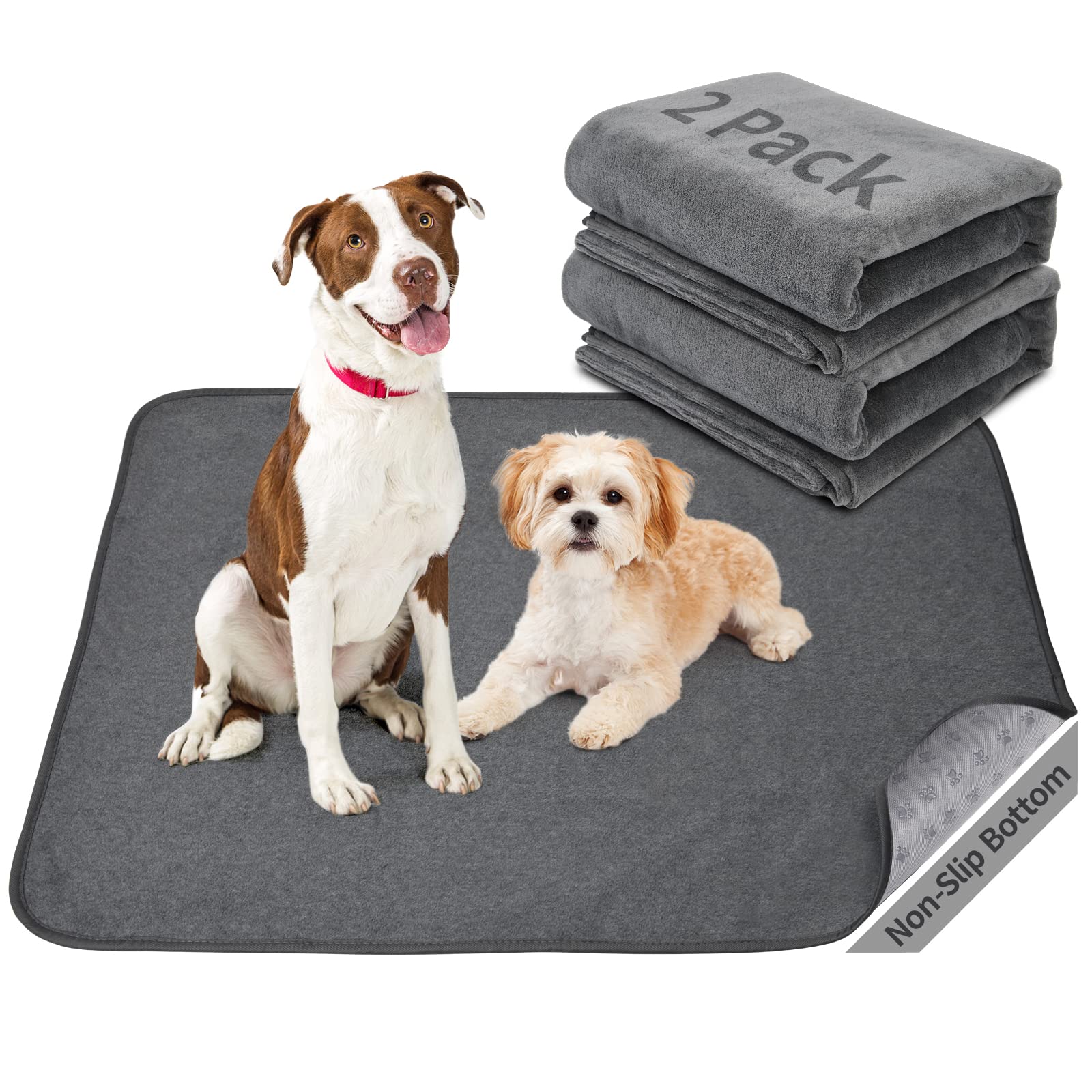 Washable Dog Pee Pads 36X48 2Pack Reusable Whelping Pads, Absorb Dog Mats Non-Slip Puppy Training Pads For Whelping, Potty, Trai