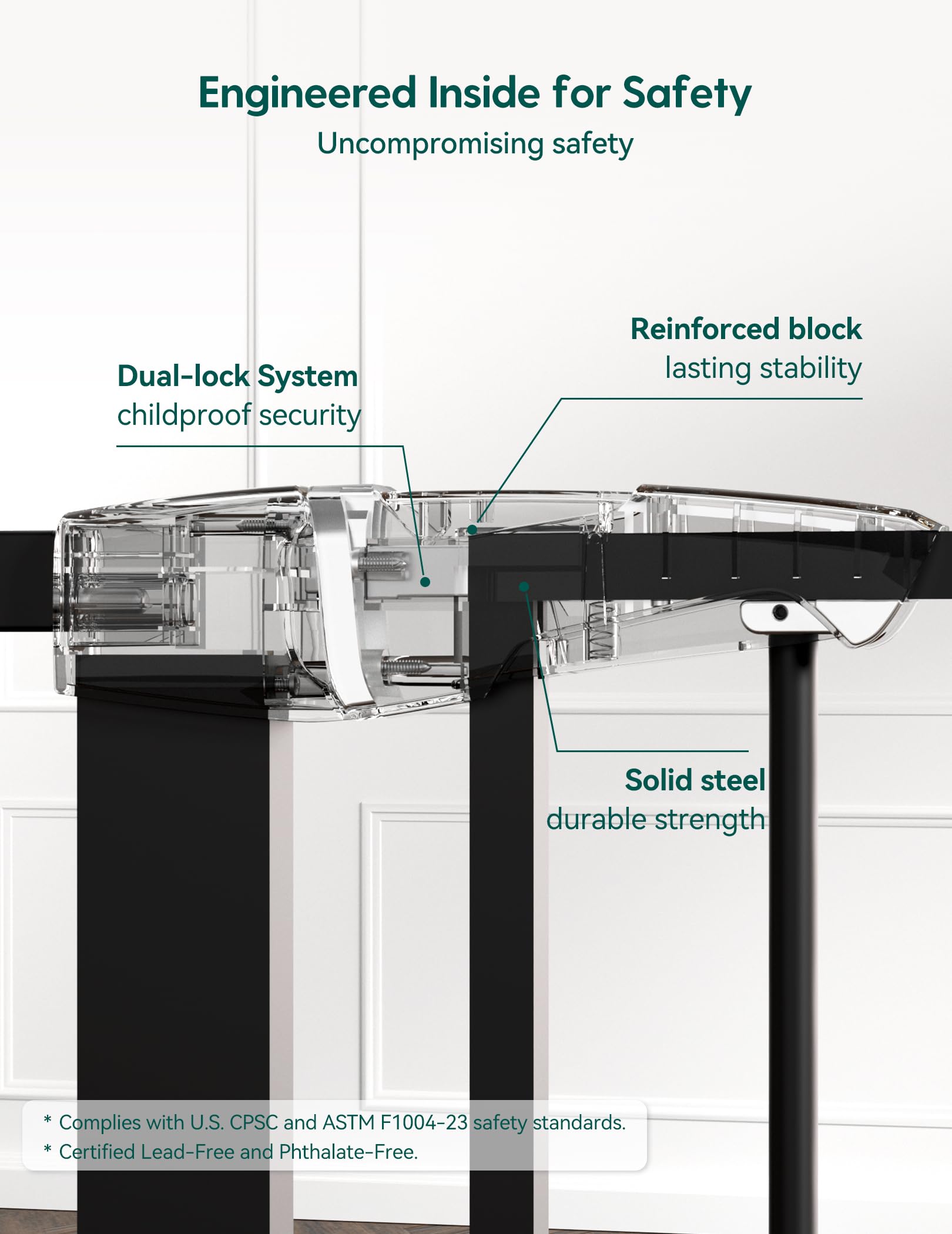 Babelio Baby Gate for Doorways and Stairs, PressGuard P7 Auto Close Dog Gate, 36 Tall Easy Install Pressure Mounted, fits for 29