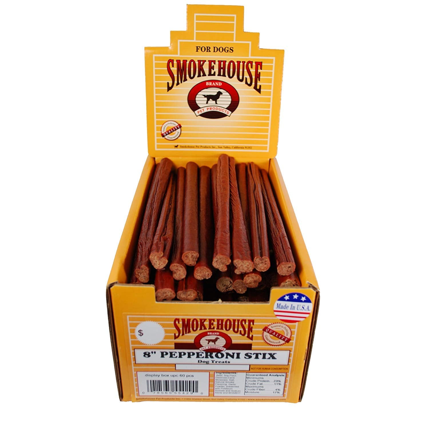 Smokehouse Large 8-Inch Pepperoni Stix Dog Treats, 60 Count