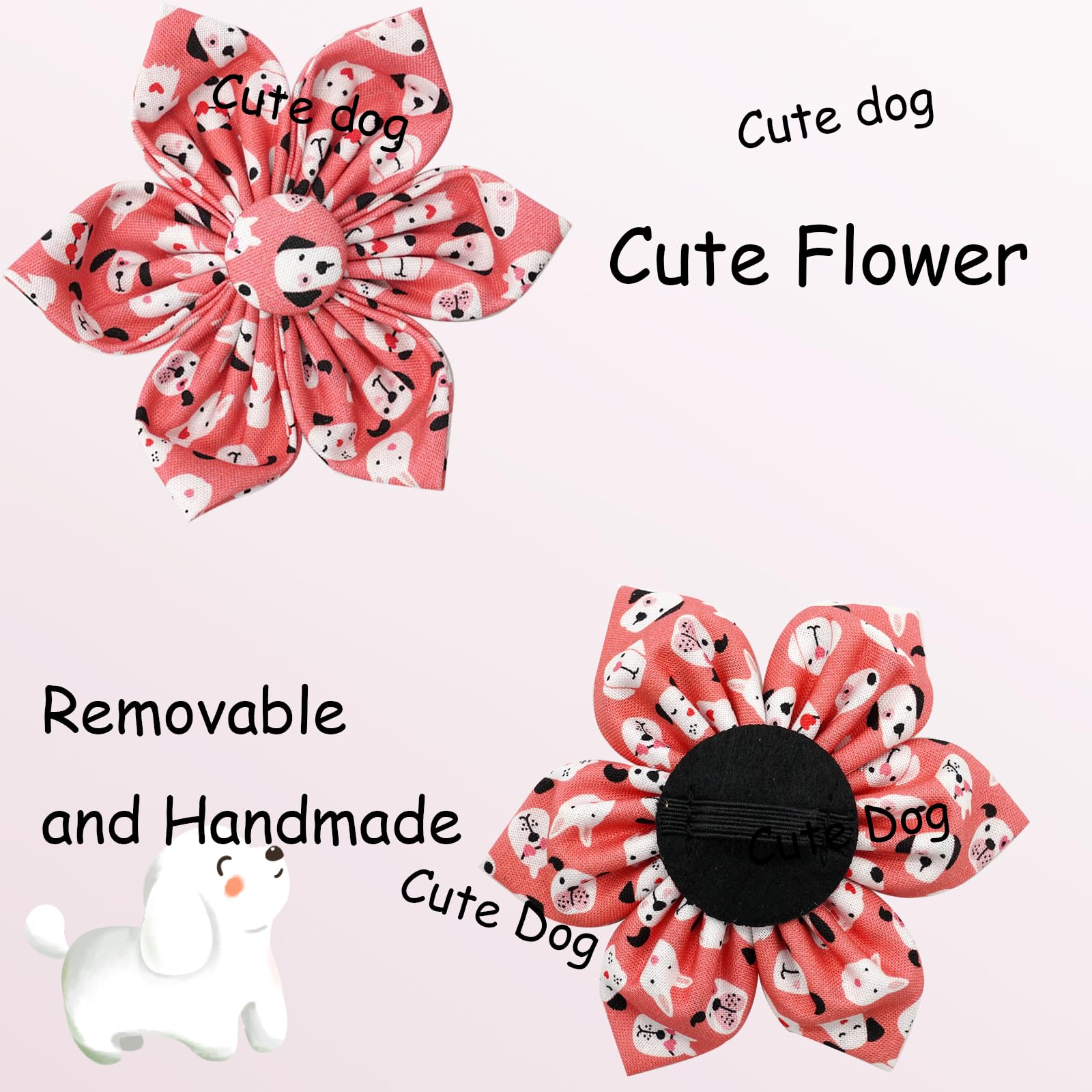 Elegant little tail Dog Collar with Flower, Flower Girl Dog Collar for Female Dogs, Cute Dog Pet Collar Gift Adjustable Dog Coll