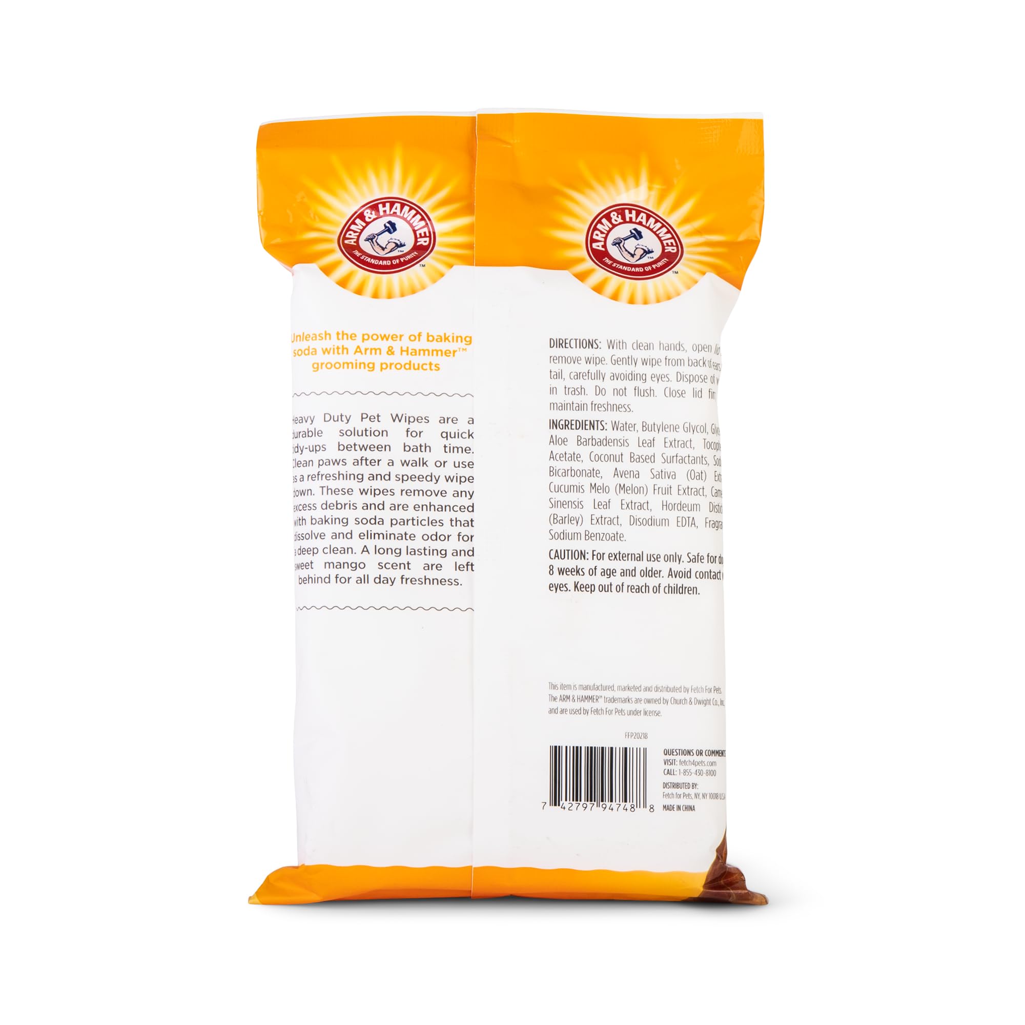Arm & Hammer For Pets Heavy Duty Multipurpose Bath Wipes For Dogs, Travel Size, Mango Scent All Purpose Dog Wipes Remove Odor & Refresh Skin For Pets Travel Pet Wipes, 30 Count (Pack Of 6)