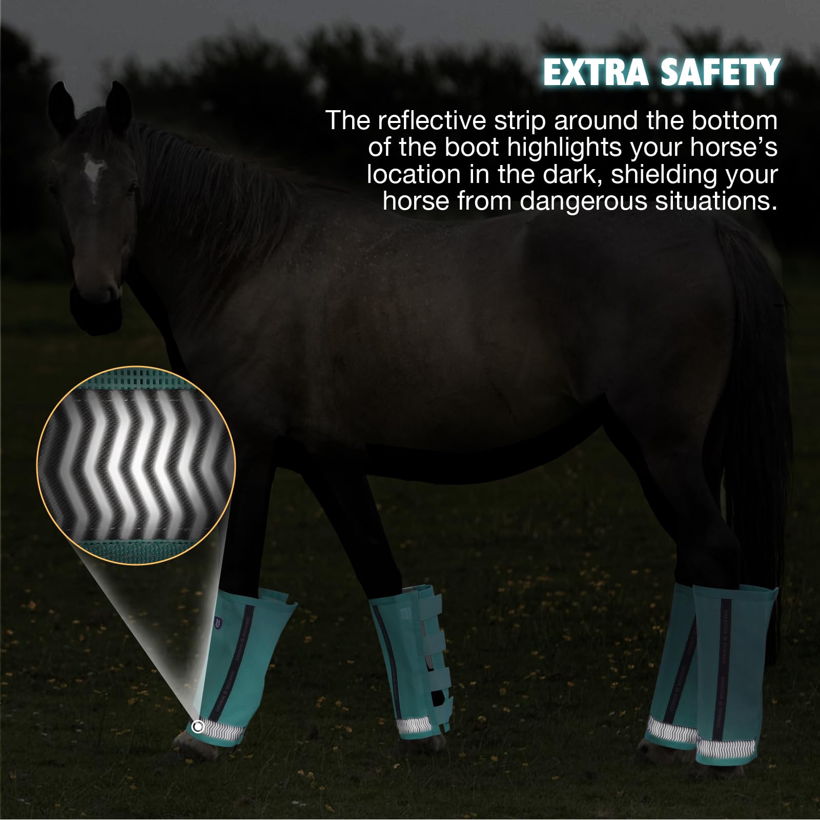 Harrison Howard Loose-Fitting Horse Fly Boots Uv-Protective, Breathable Fine Mesh Leggins Stay-On Comfortable Fly Boots With Ref