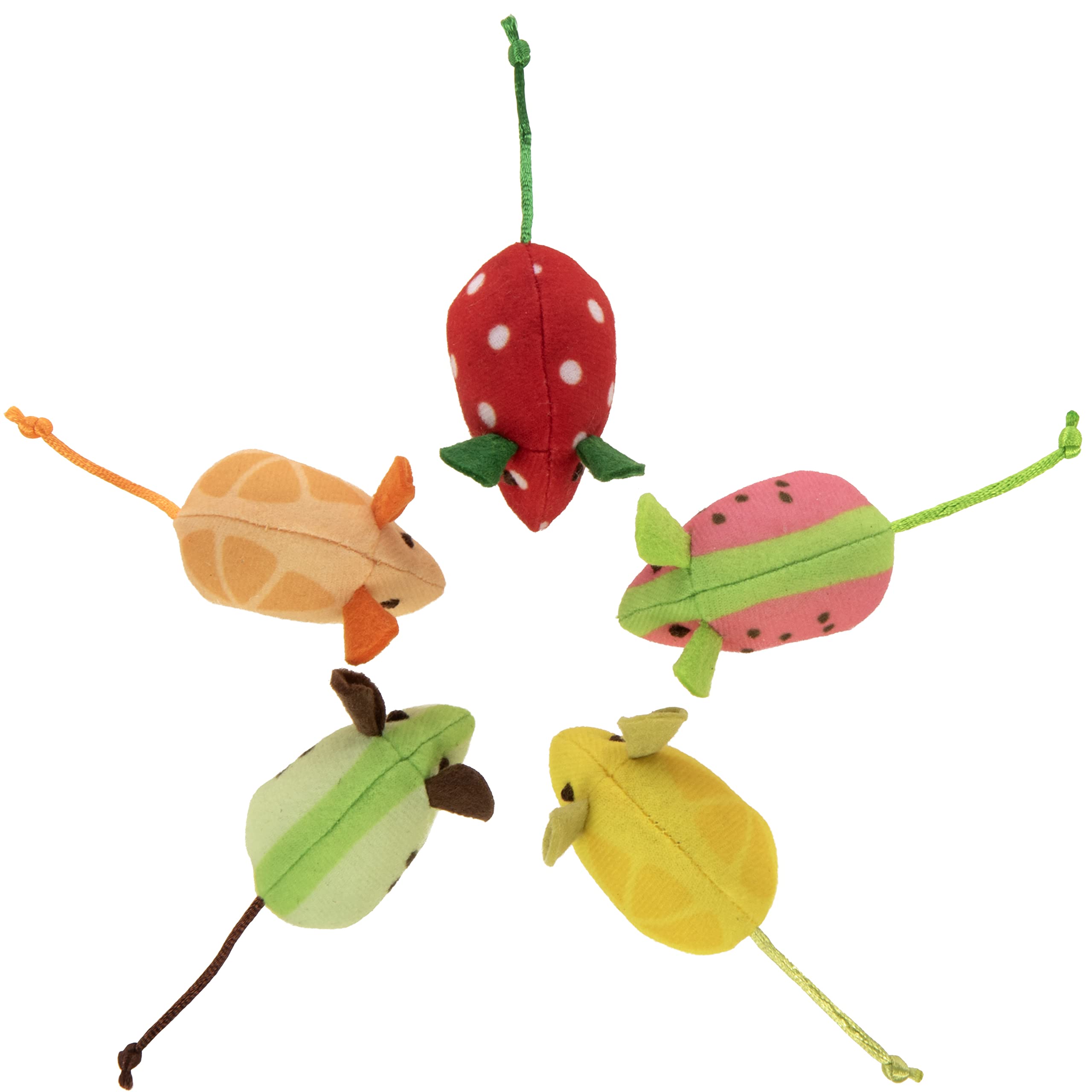 Smartykat (5 Count Skitter Slices Plush Catnip Cat Toys - Multi Color, 5 Count (32154)