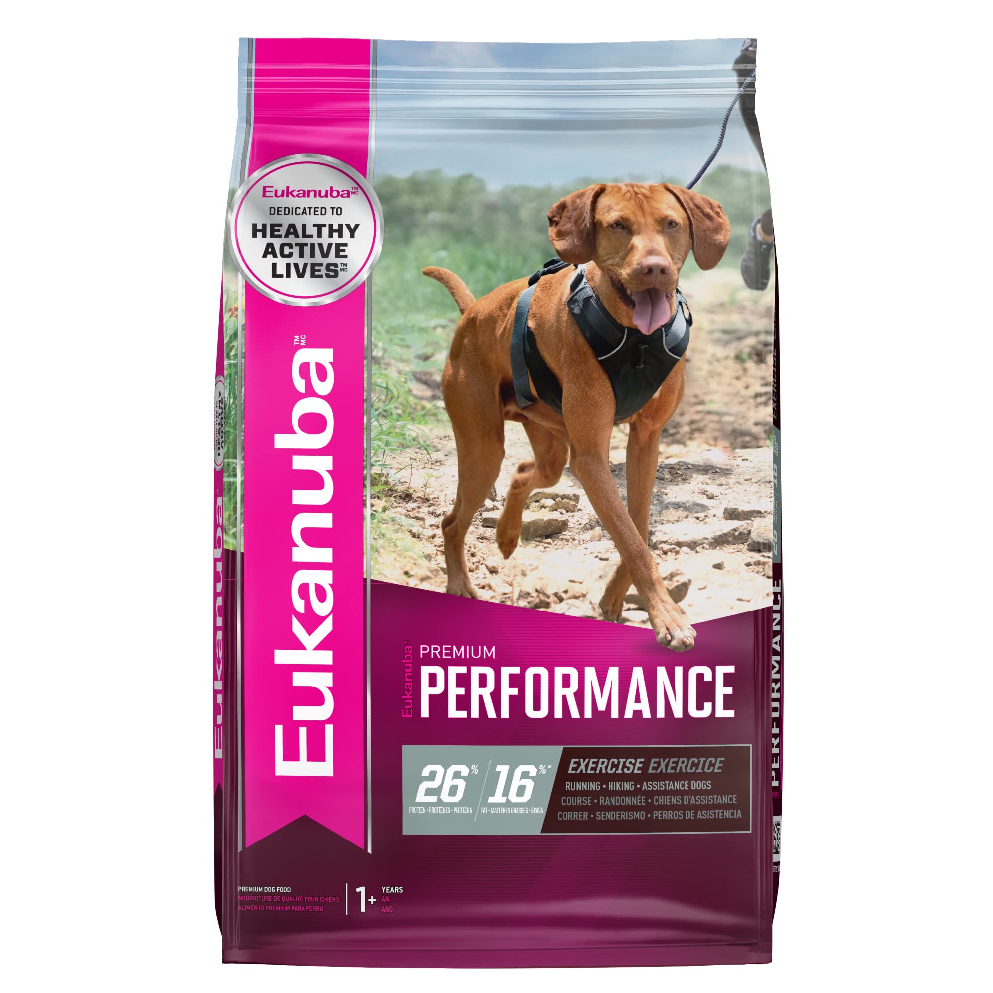 EUKANUBA Premium Performance 26/16 Exercise Dry Dog Food, 40 lb